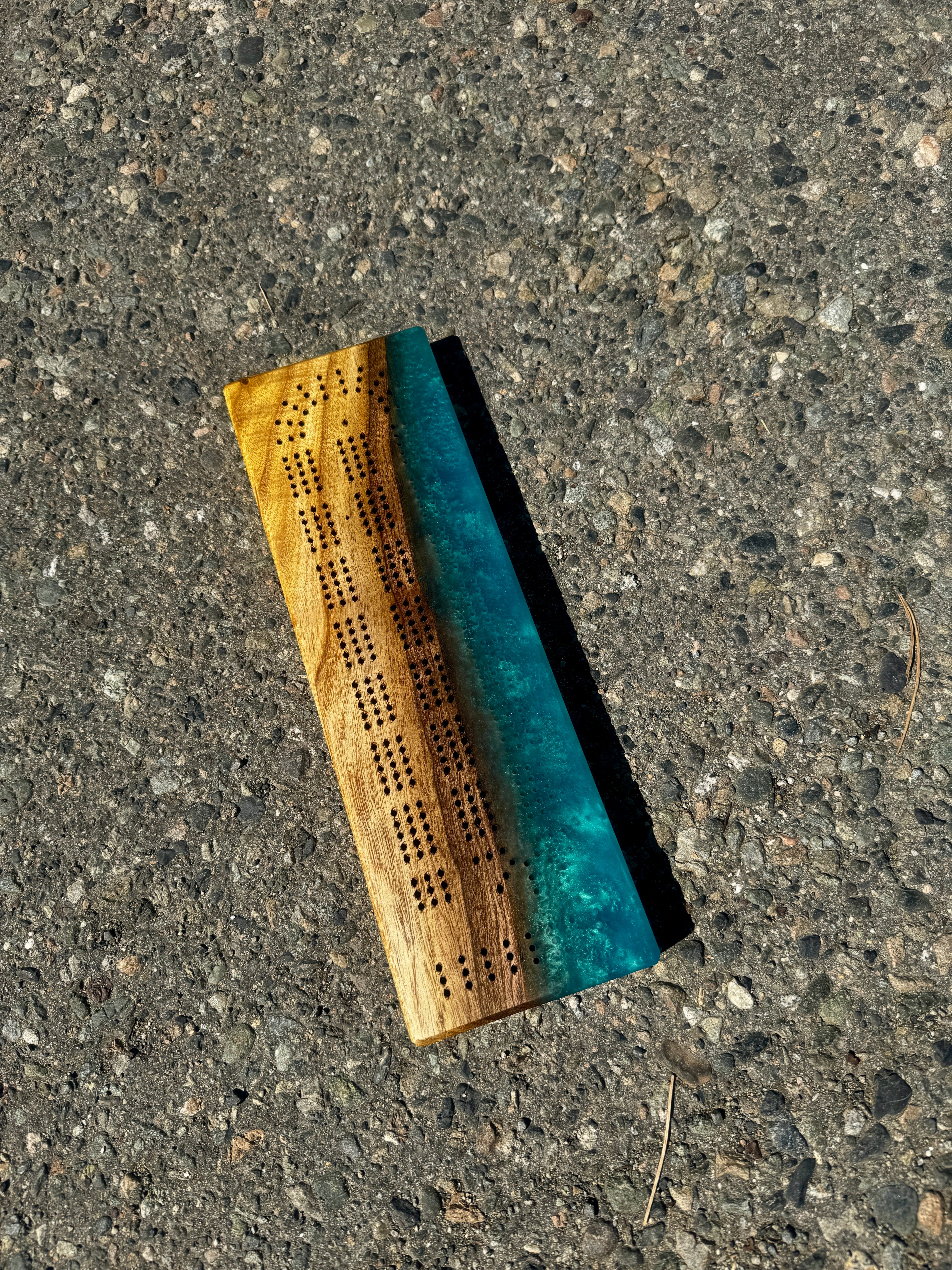 Catalpa & Caribbean Blue Cribbage Board