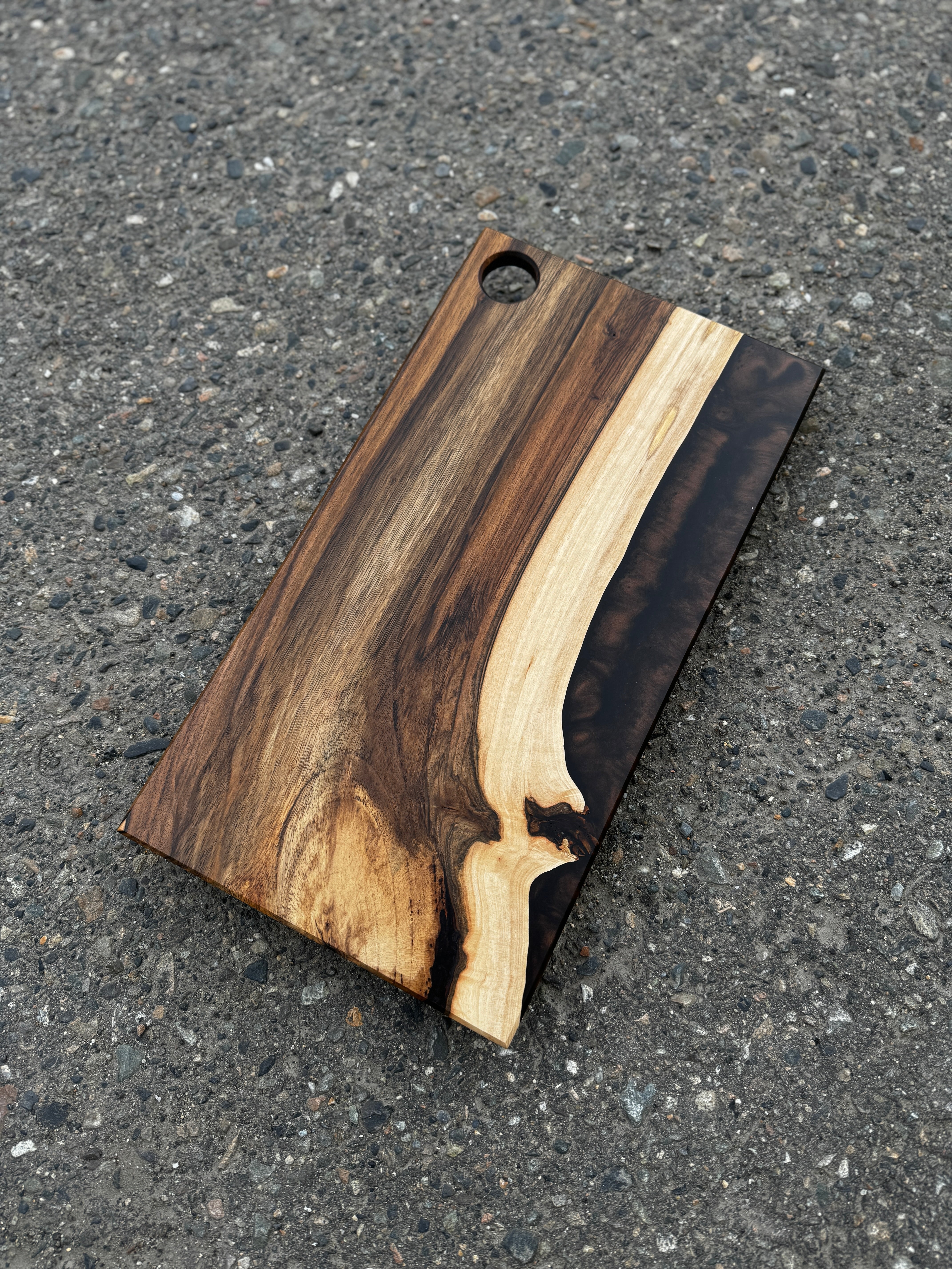 English Walnut & Metallic Coffee Resin Charcuterie Board