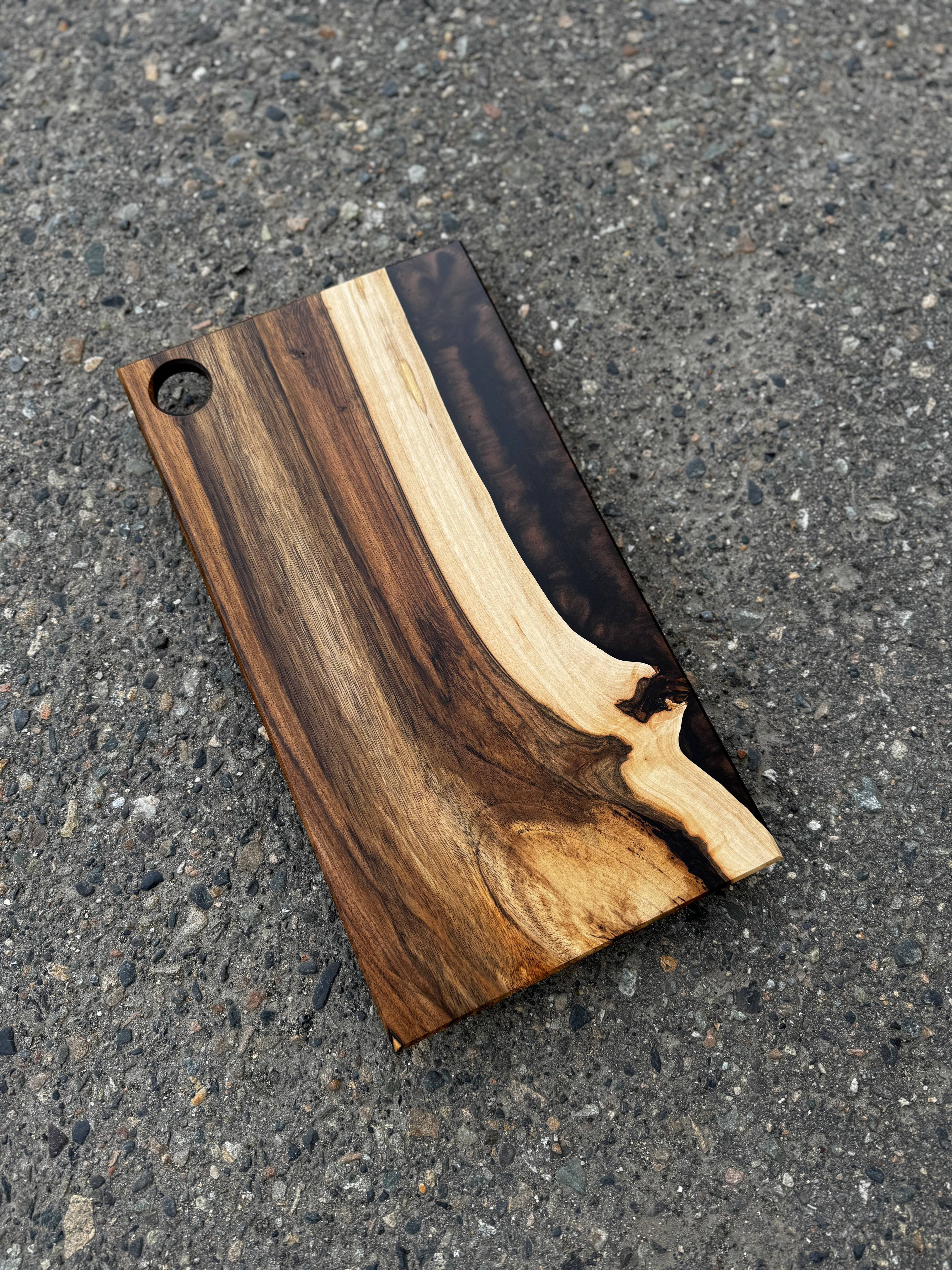 English Walnut & Metallic Coffee Resin Charcuterie Board
