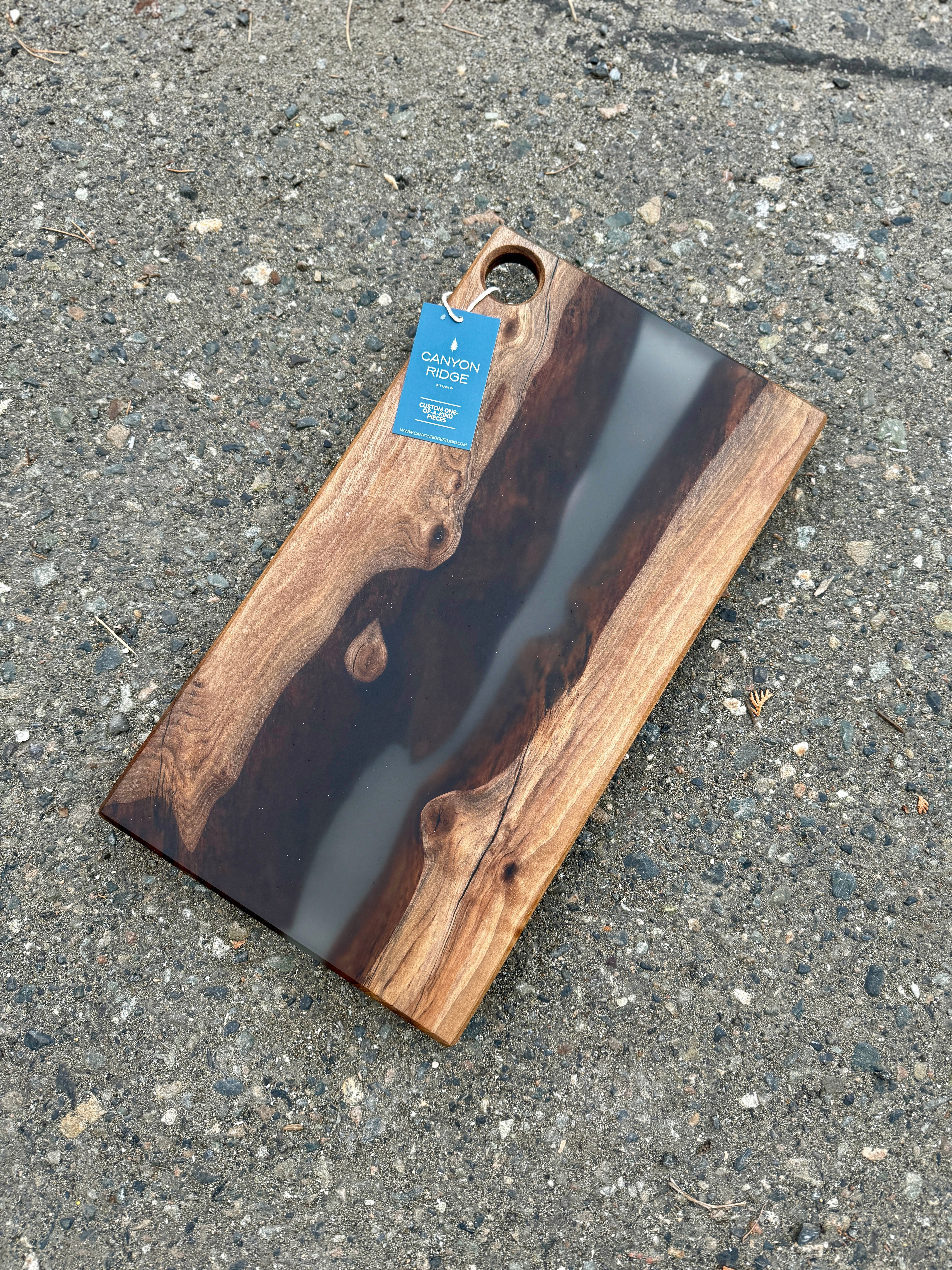 English Walnut & Smoke Grey Resin Charcuterie Board