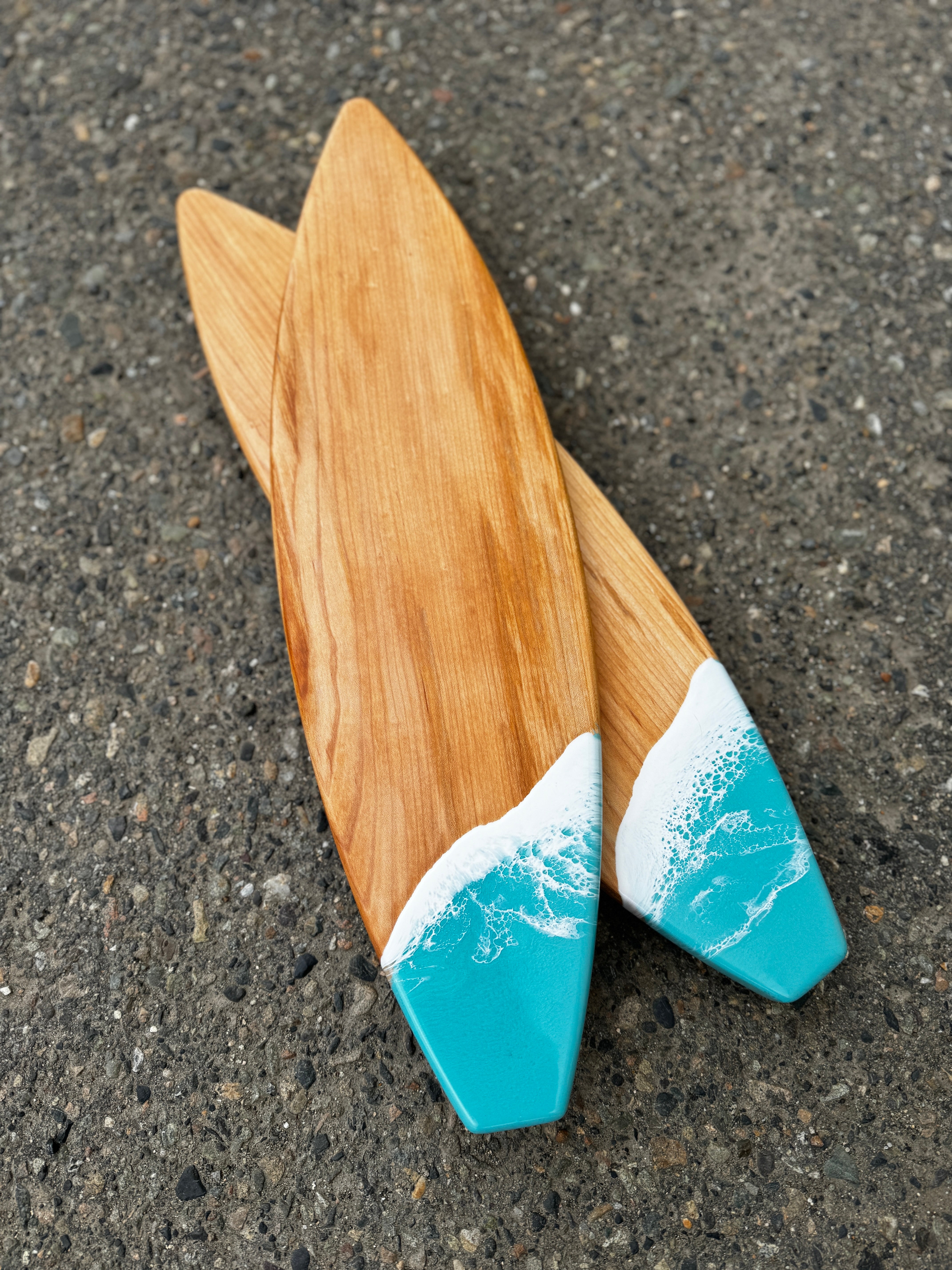 Turquoise Wave Surfboard Serving Board