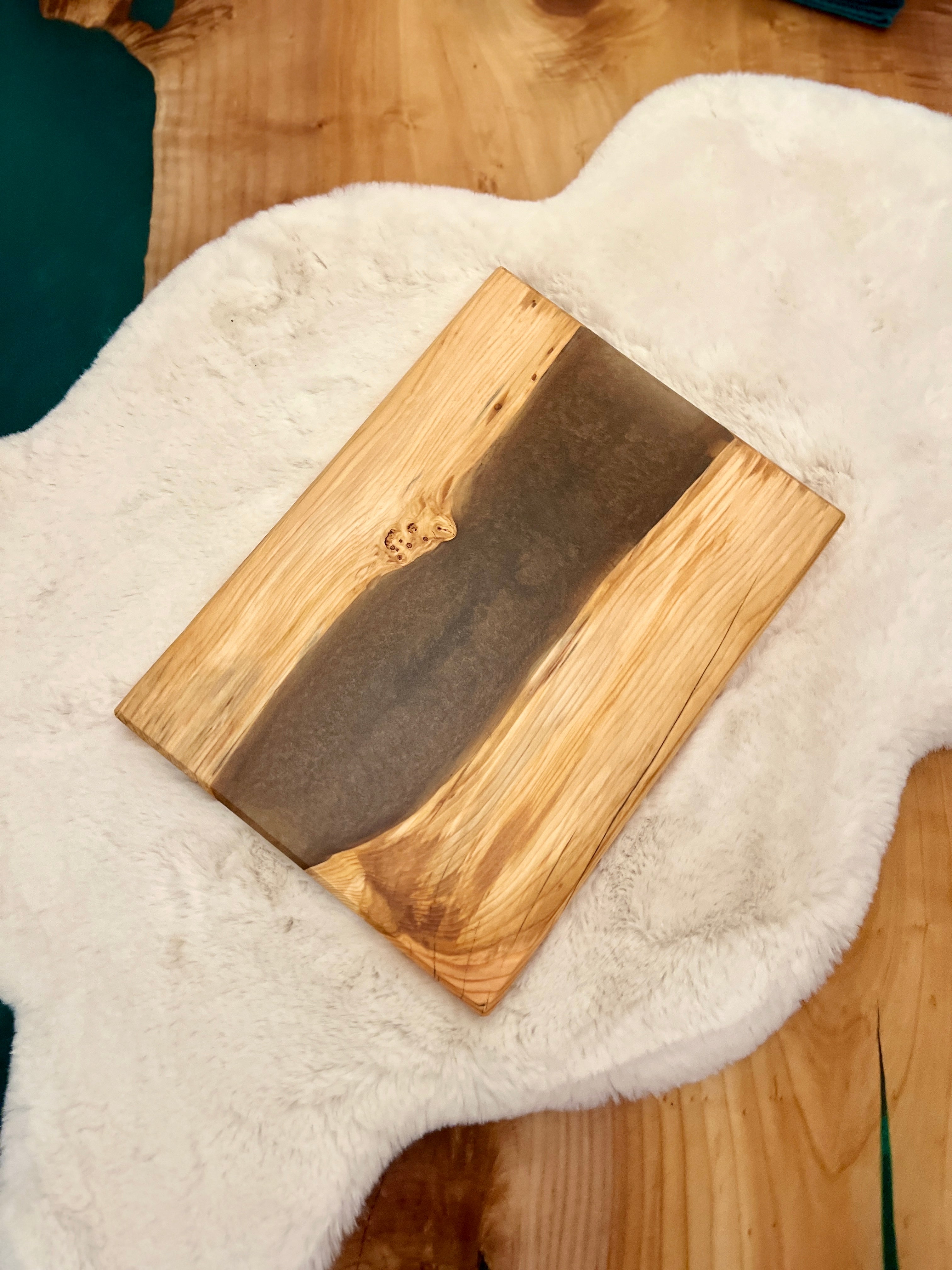 Douglas Fir & Metallic Gold Resin Charcuterie Board