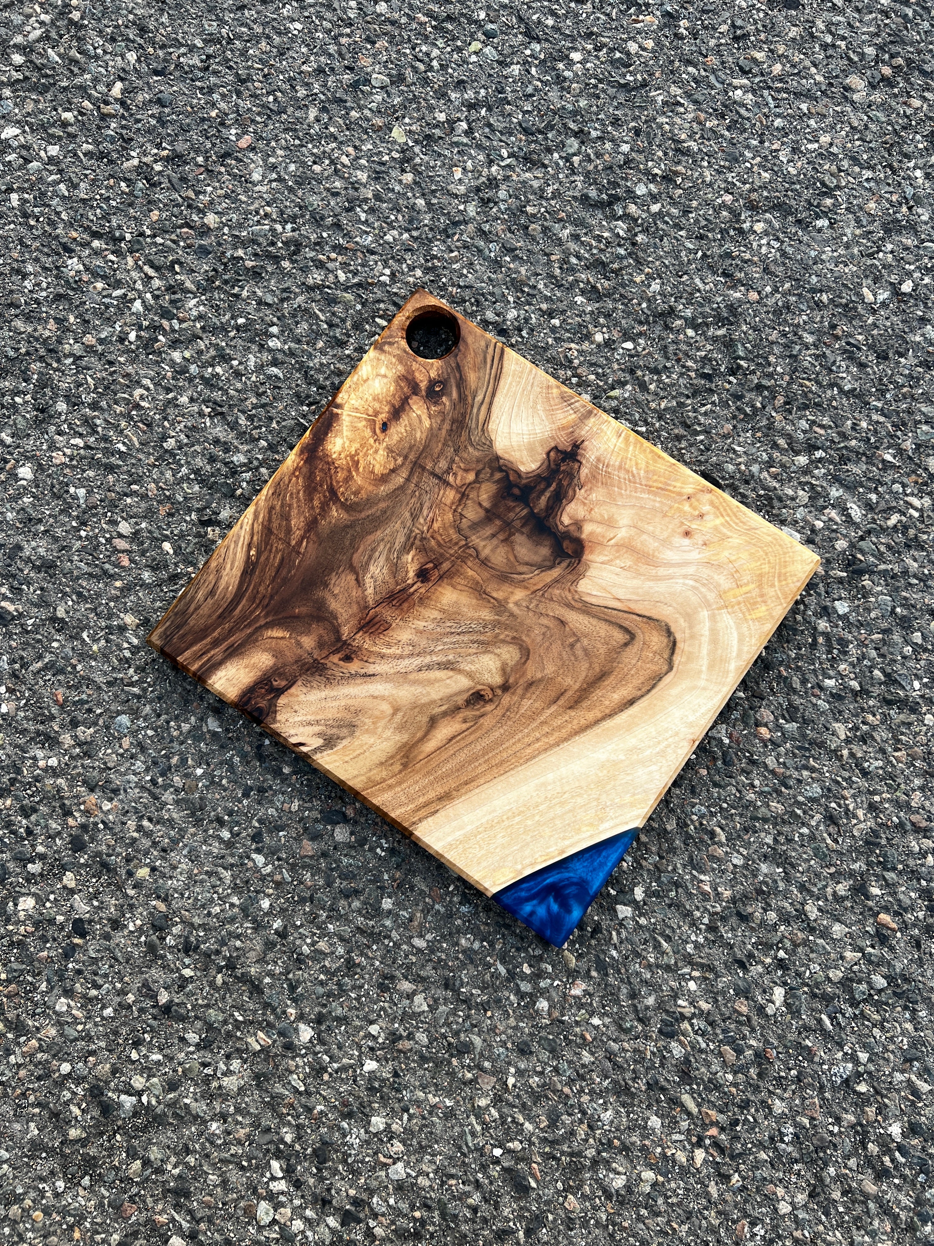 Live Edge English Walnut & Blue Charcuterie Board