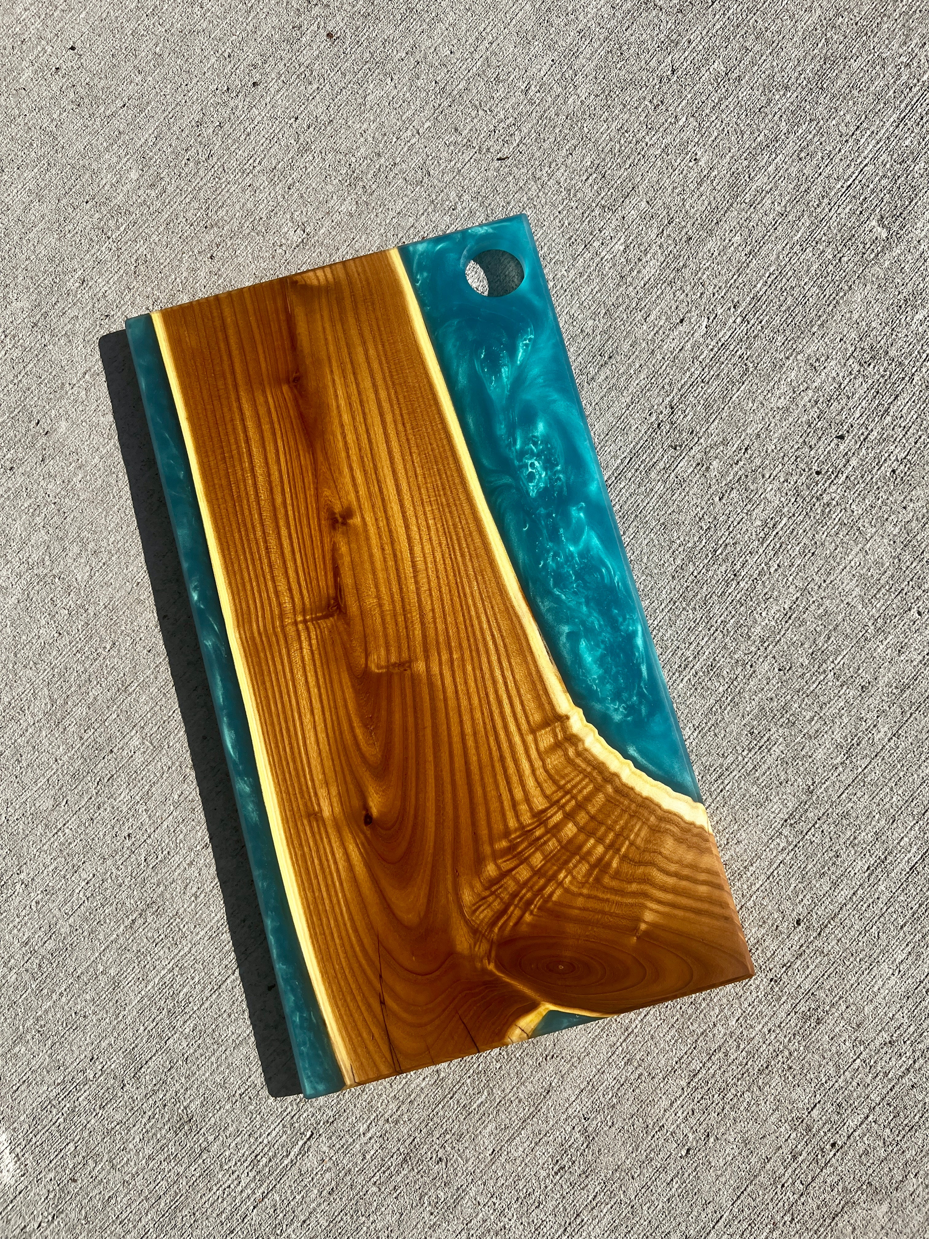 Russian Olive & Tropical Turquoise Resin Charcuterie Board