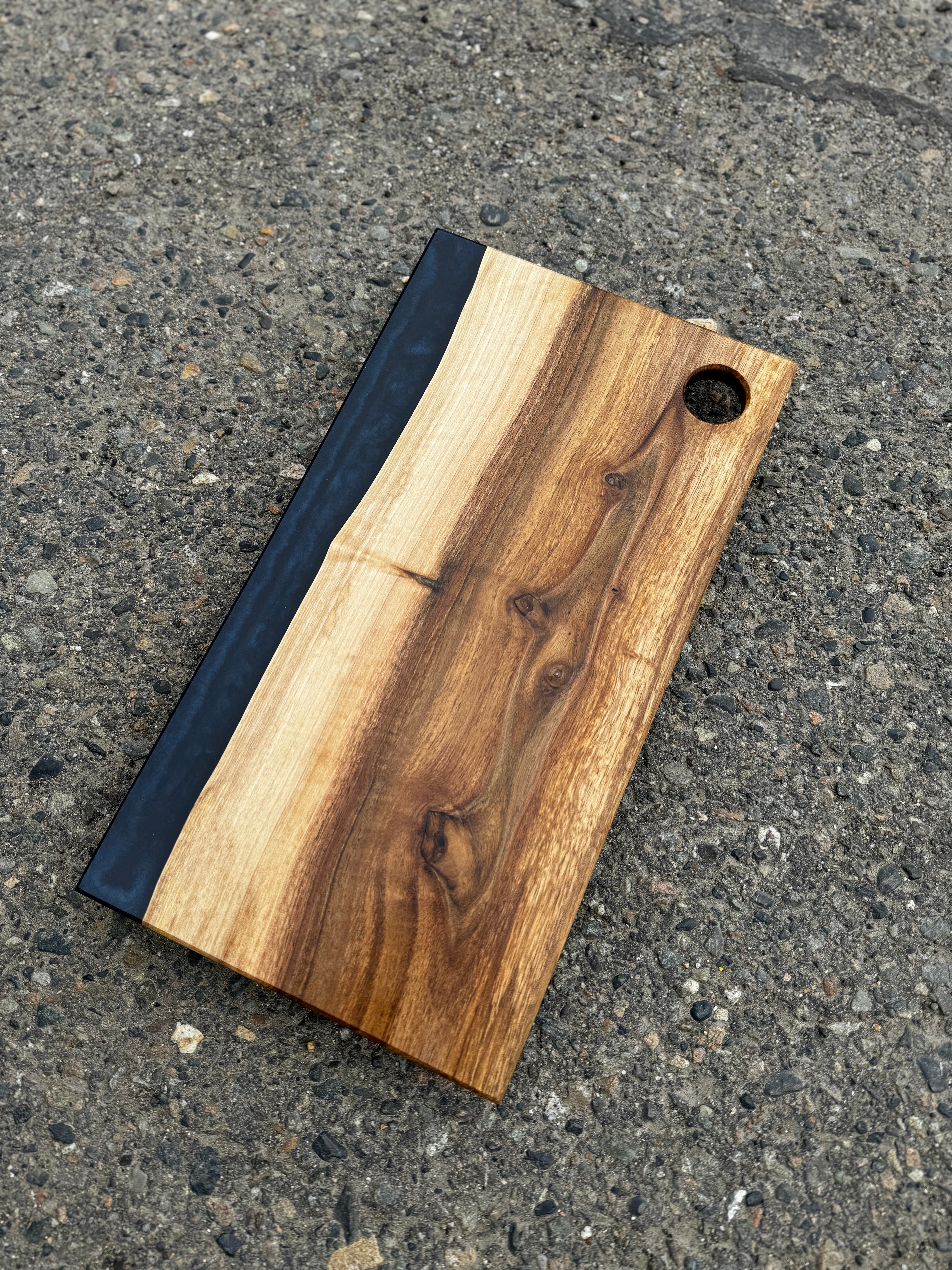English Walnut & Metallic Sapphire Resin Charcuterie Board