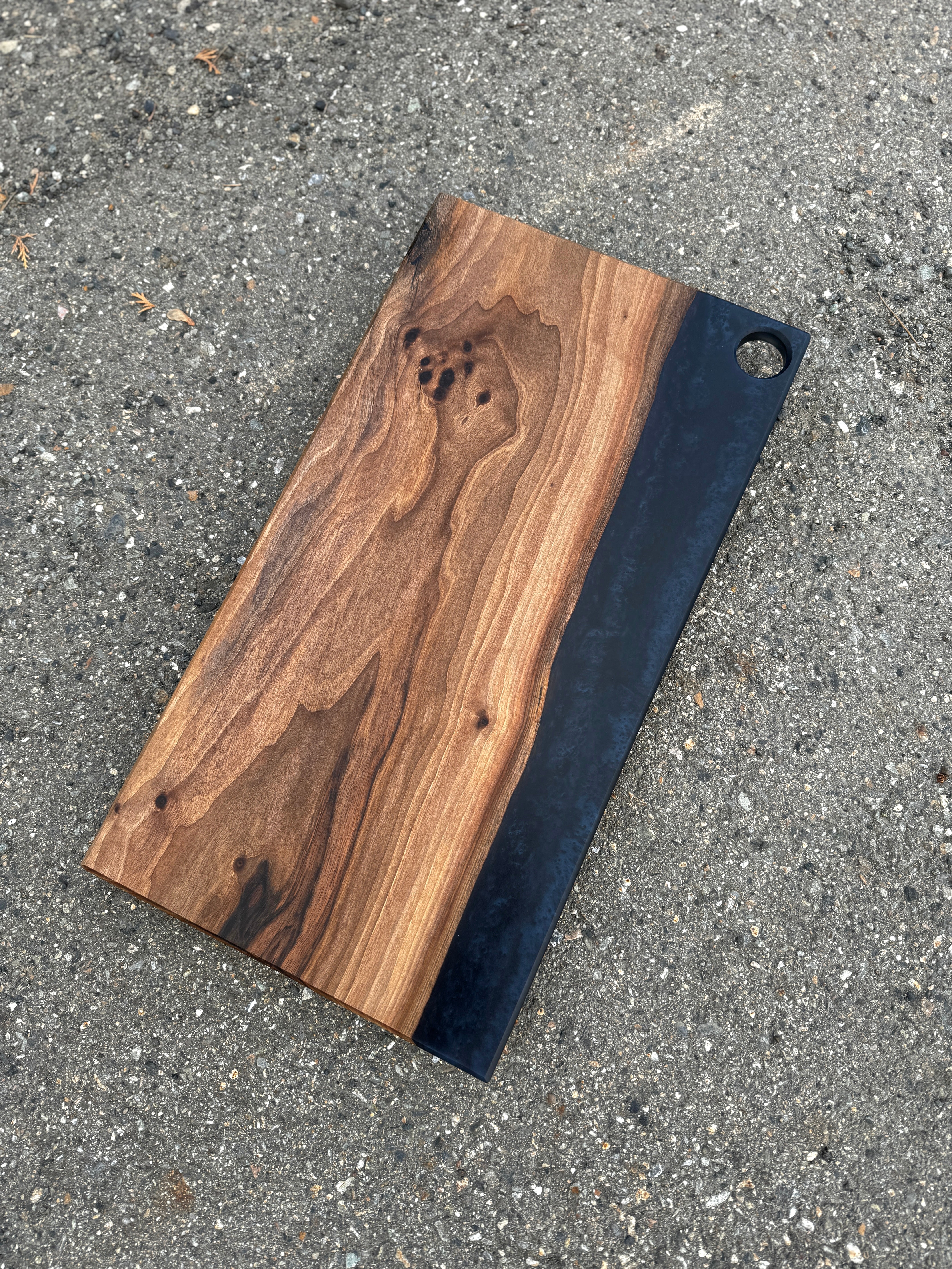 English Walnut & Midnight Blue Resin Charcuterie Board