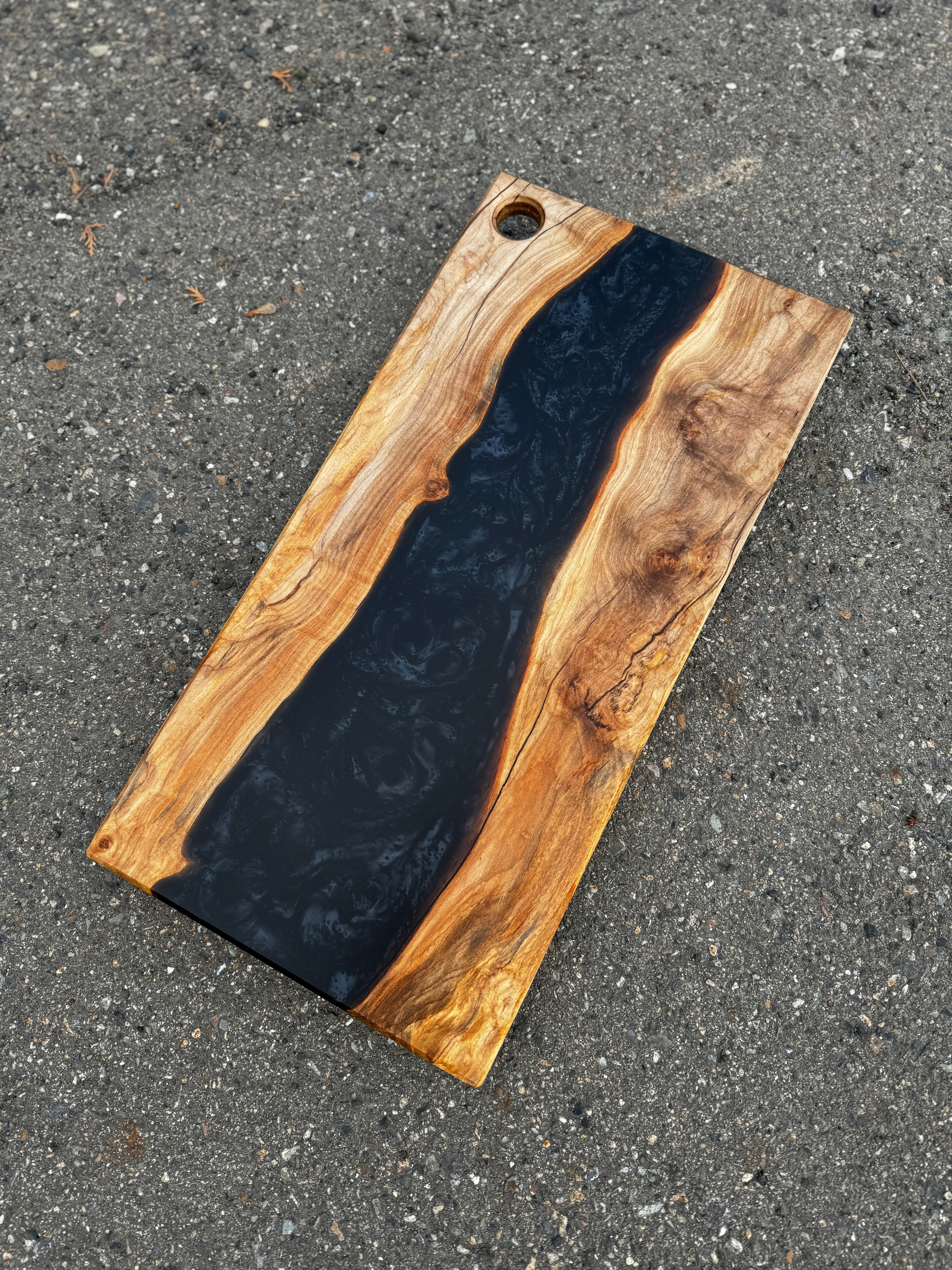 Silver Maple & Phantom Black Resin Charcuterie Board