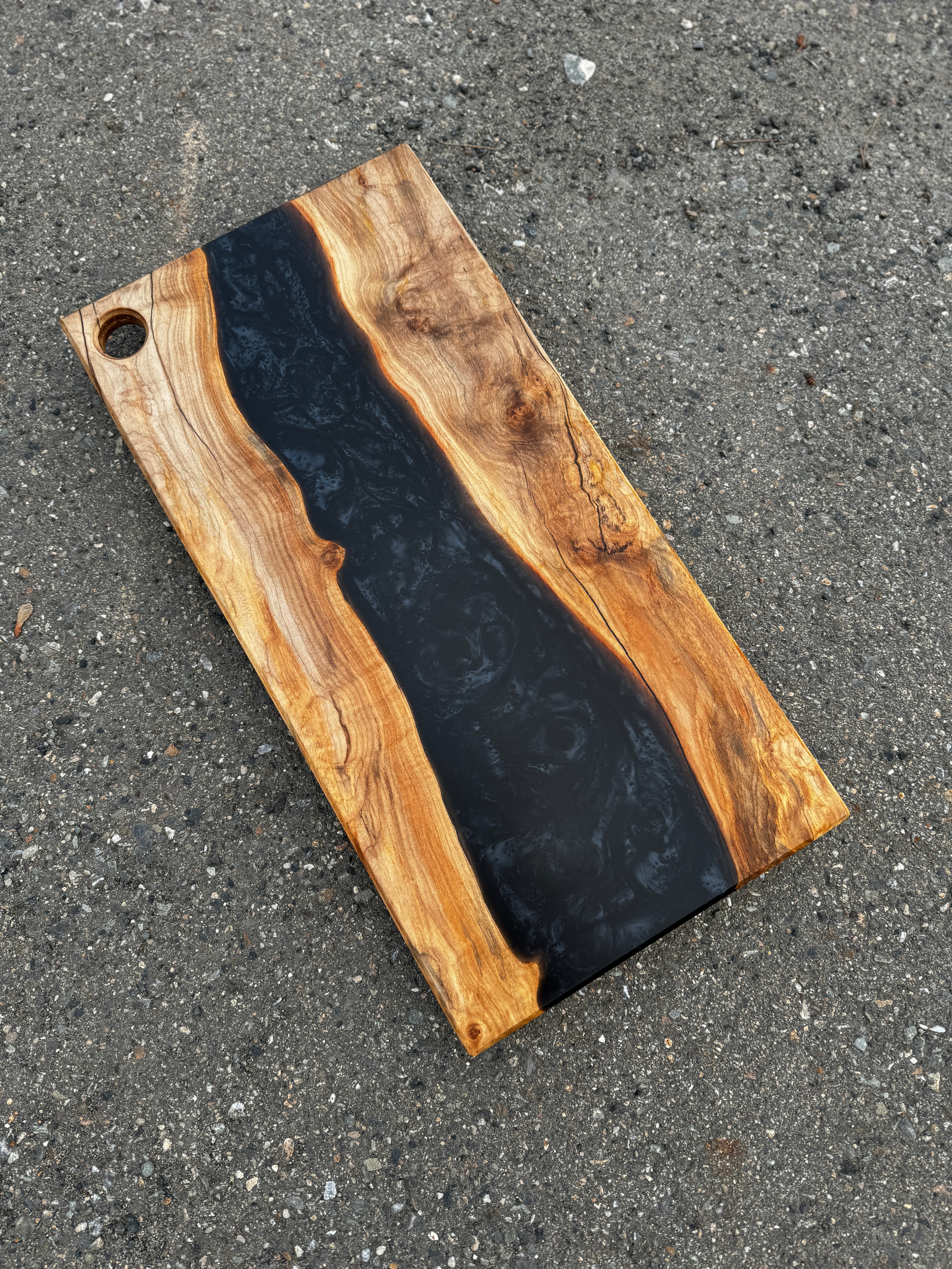 Silver Maple & Phantom Black Resin Charcuterie Board