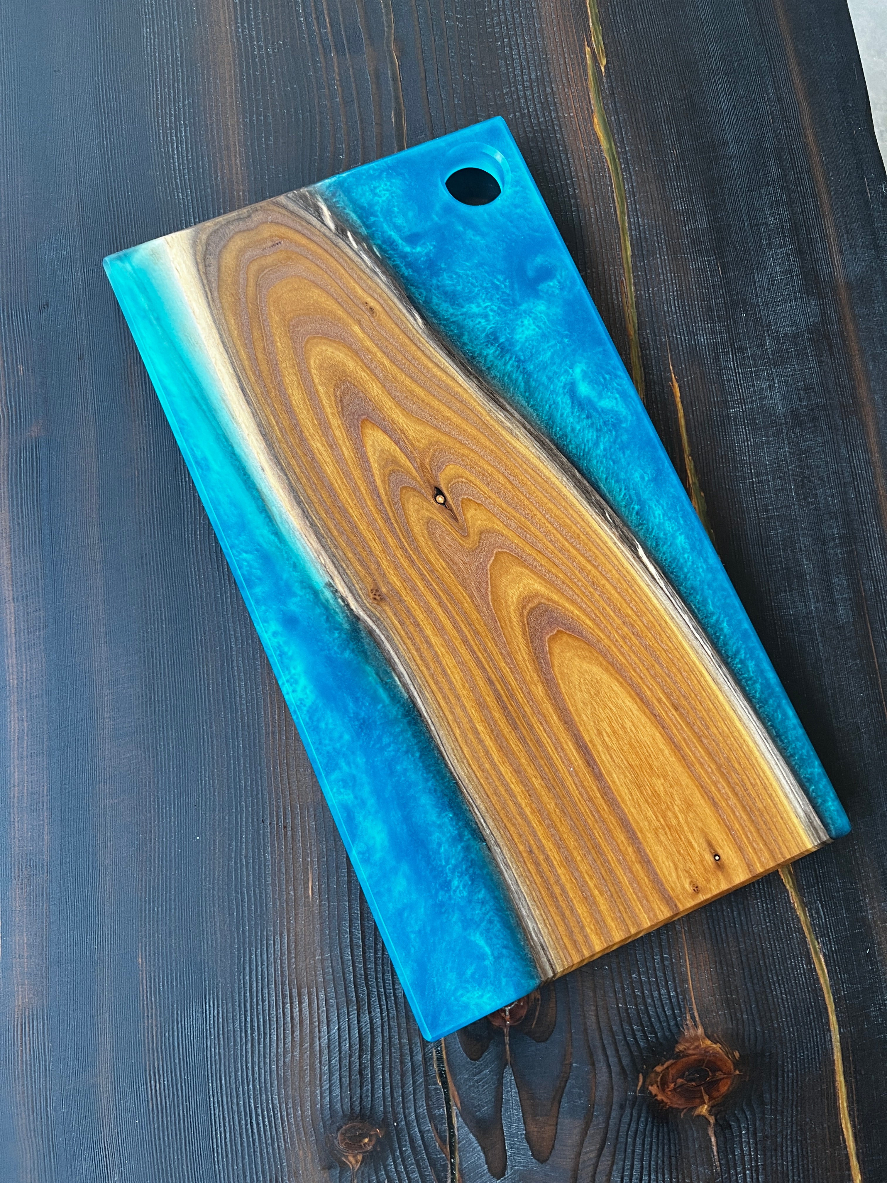 Russian Olive & Tropical Teal Resin Charcuterie Board