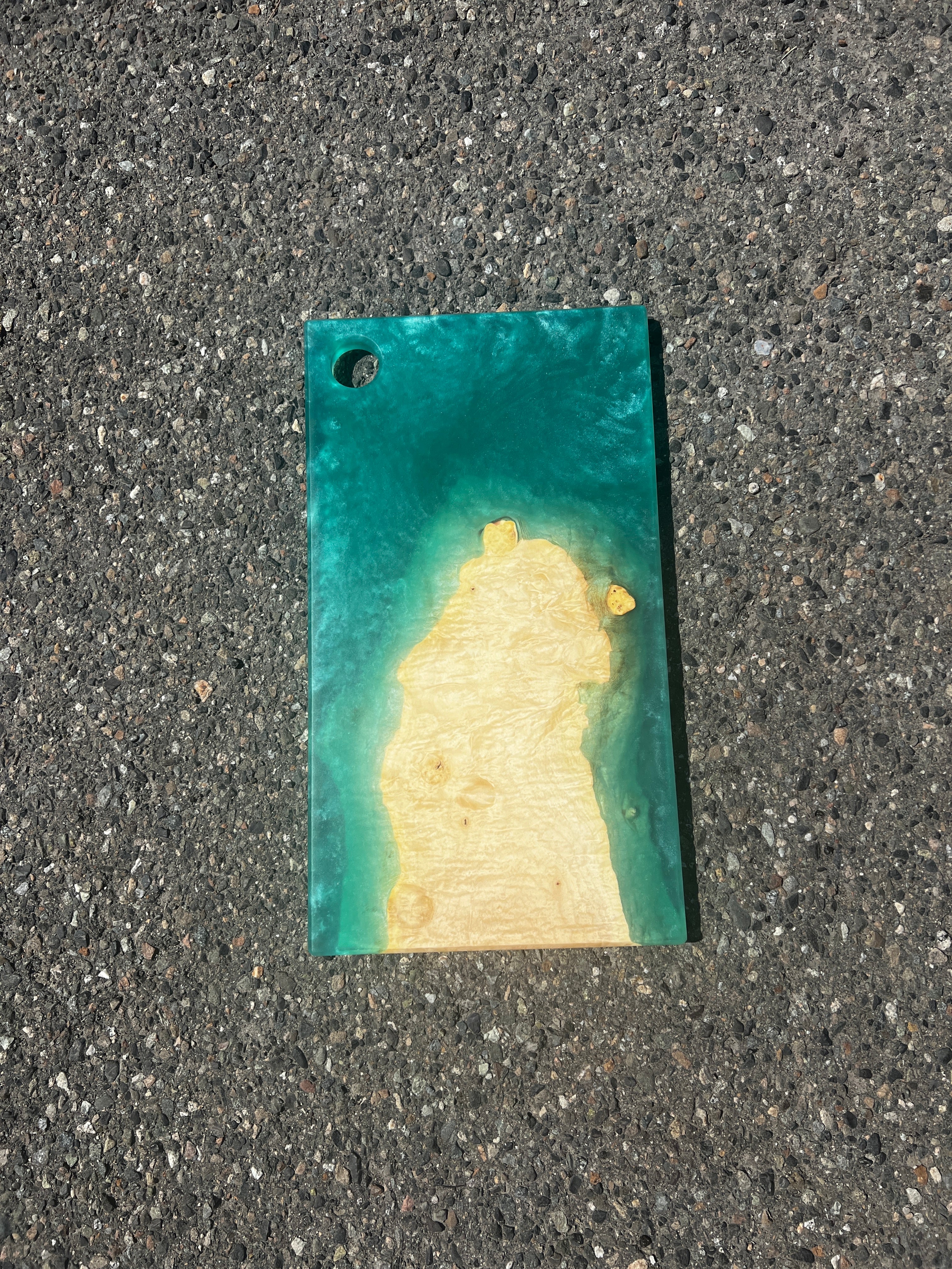 Figured Maple & Teal Metallic Resin Charcuterie Board