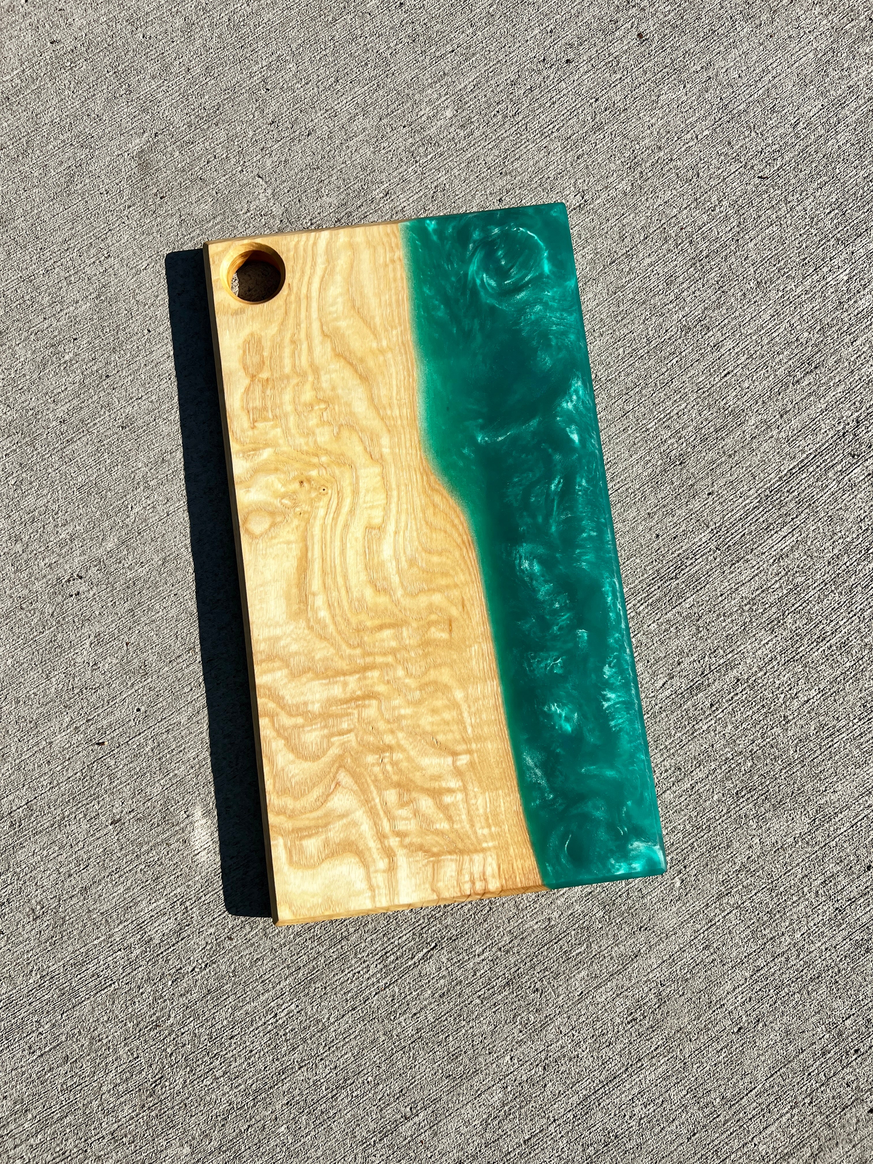 Hard Maple & Caribbean Green Resin Charcuterie Board