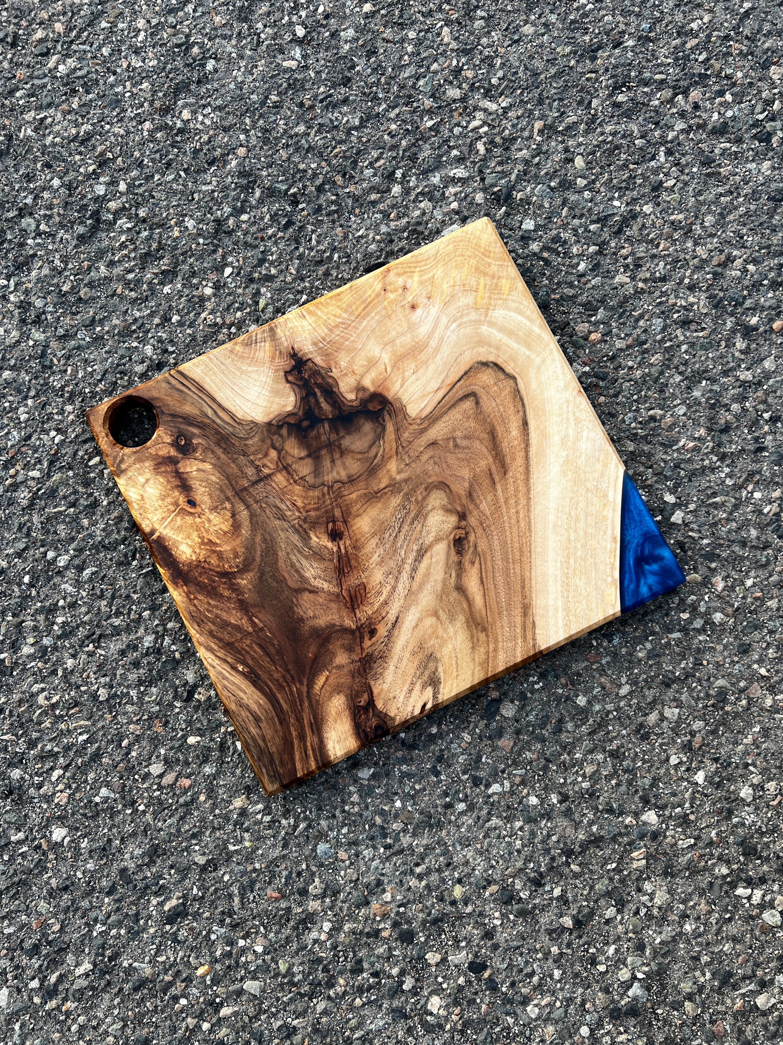 Live Edge English Walnut & Blue Charcuterie Board