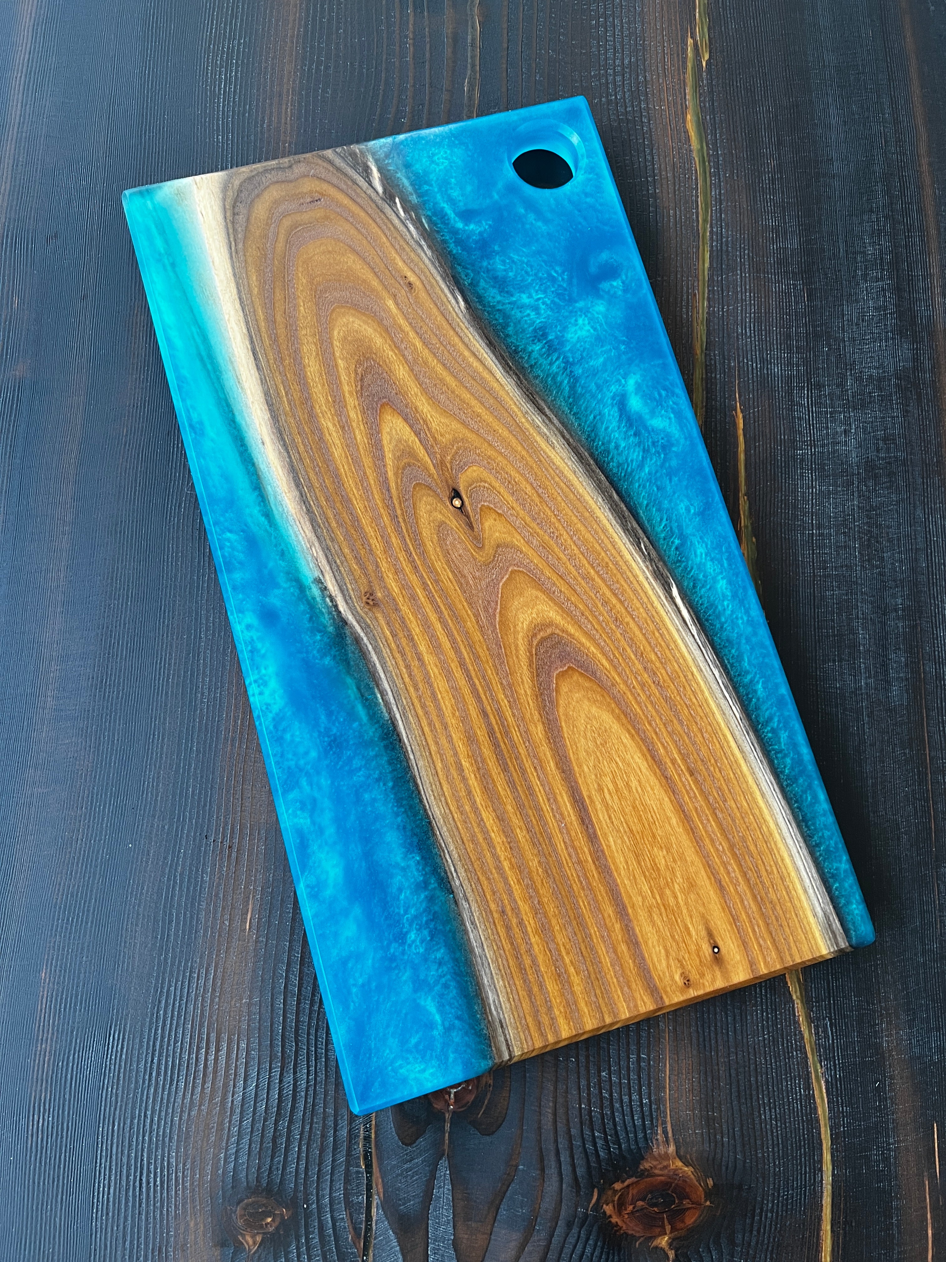 Russian Olive & Tropical Teal Resin Charcuterie Board