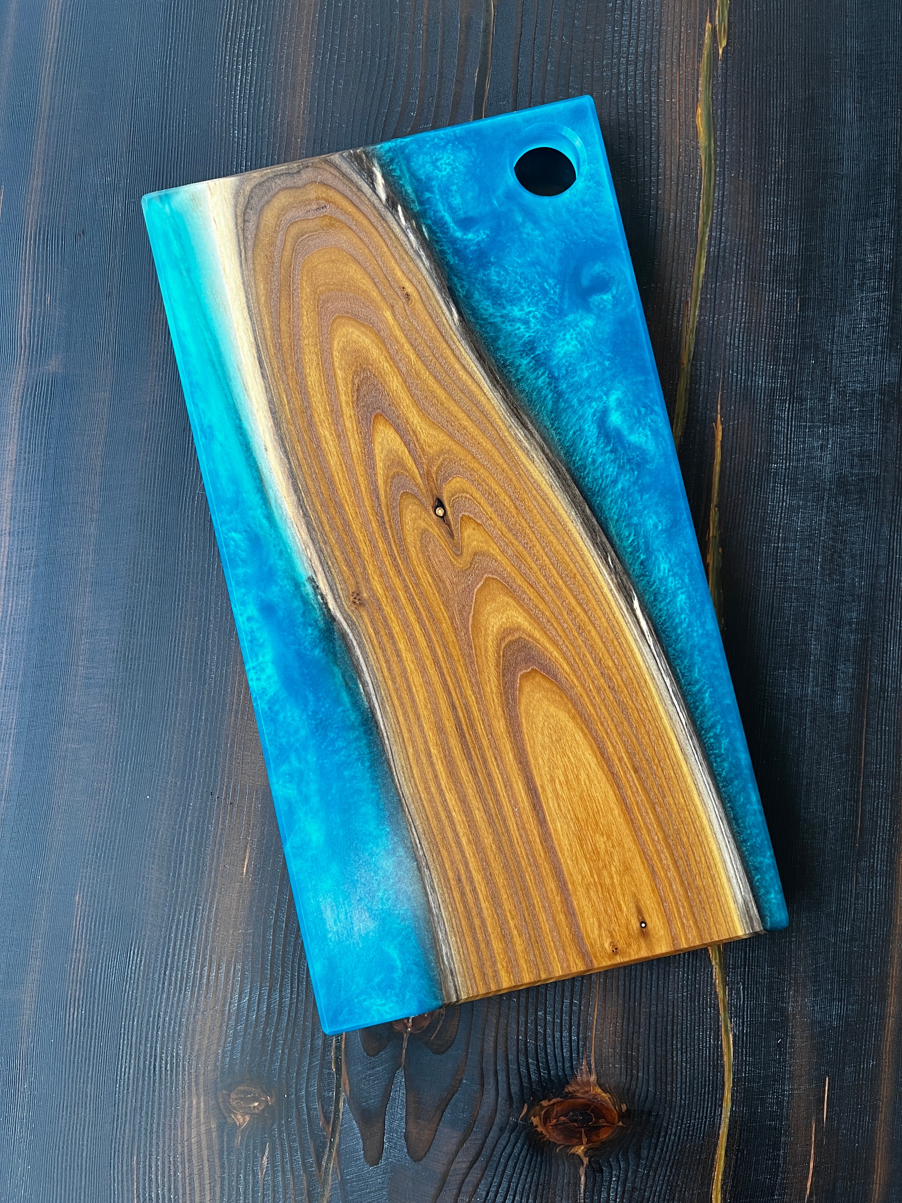 Russian Olive & Tropical Teal Resin Charcuterie Board