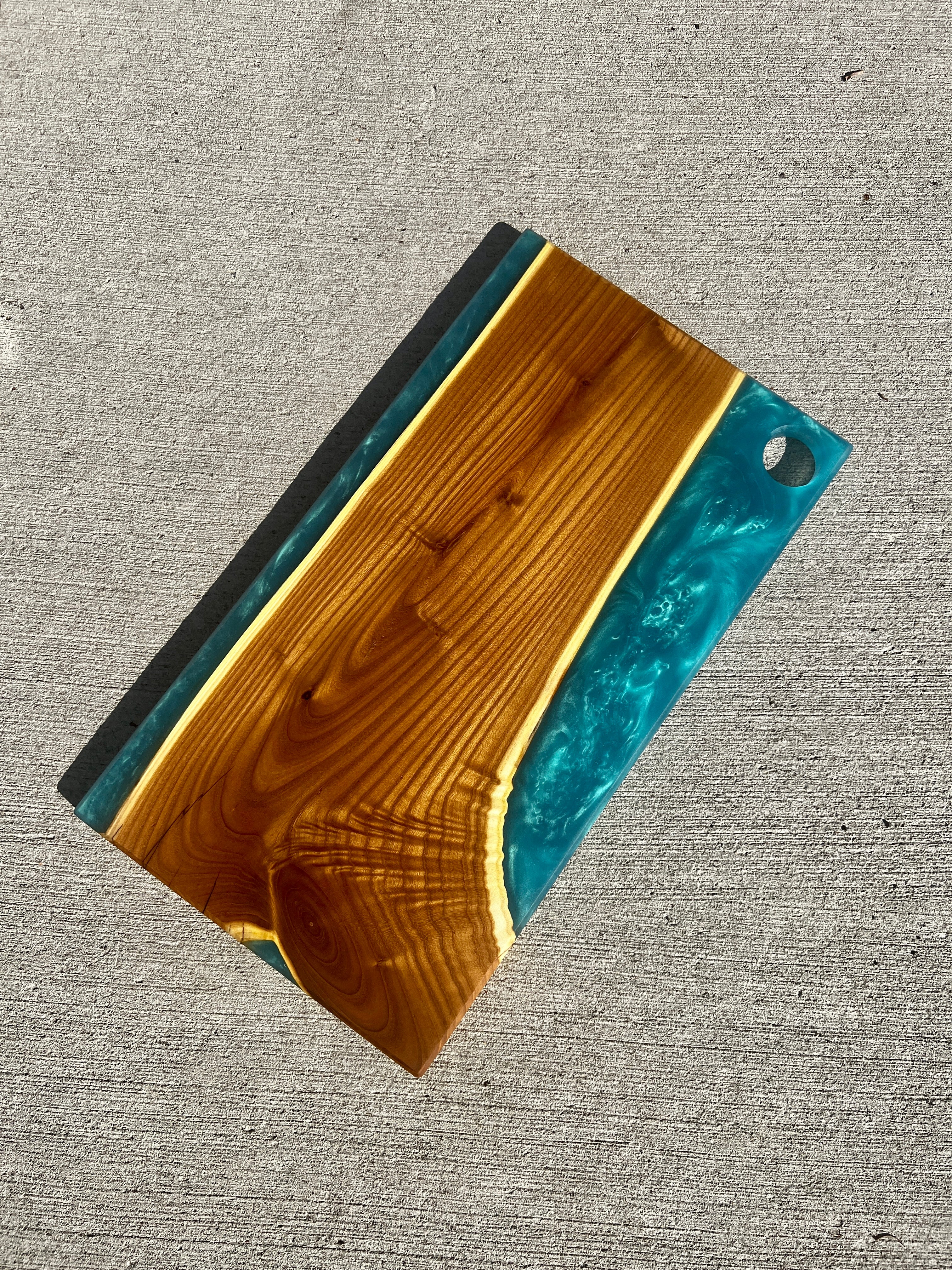 Russian Olive & Tropical Turquoise Resin Charcuterie Board