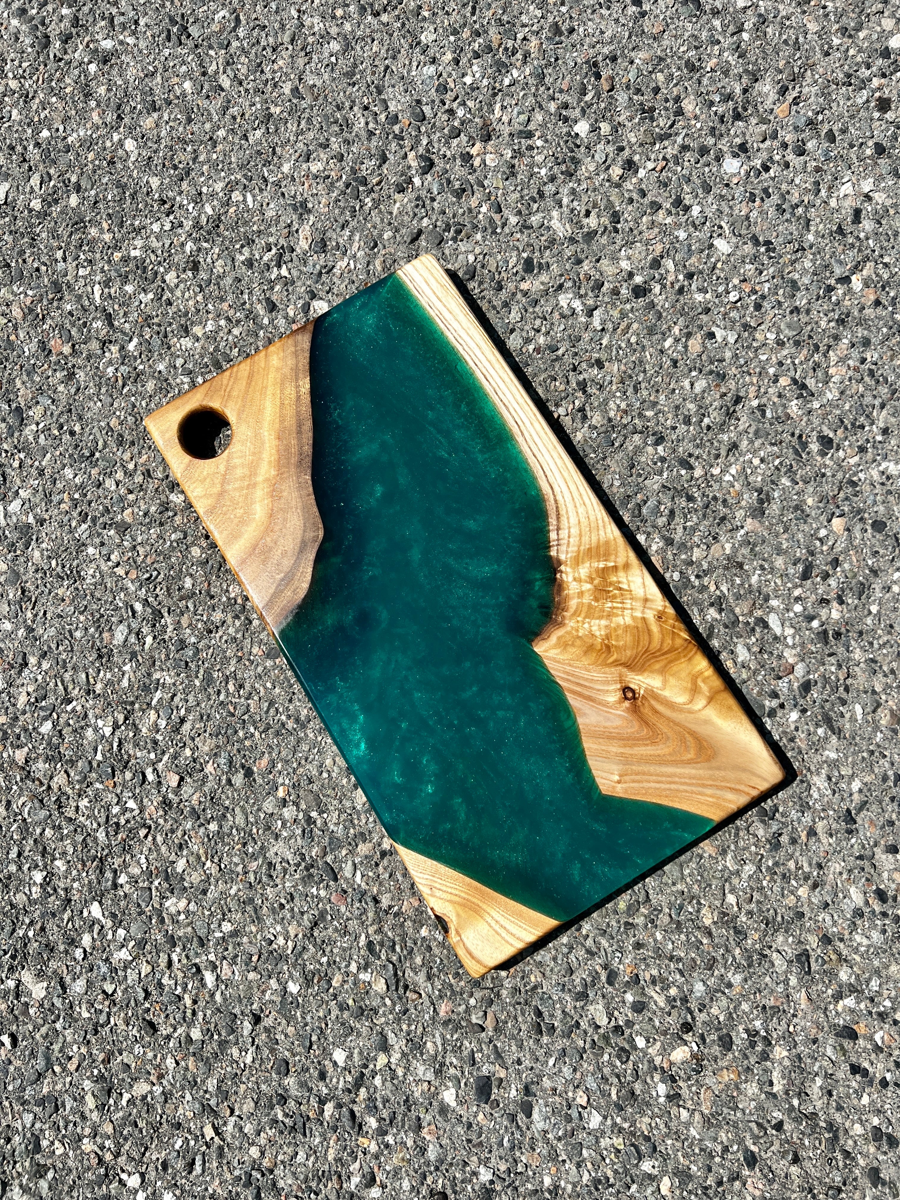 Catalpa & Emerald Green Resin Charcuterie Board