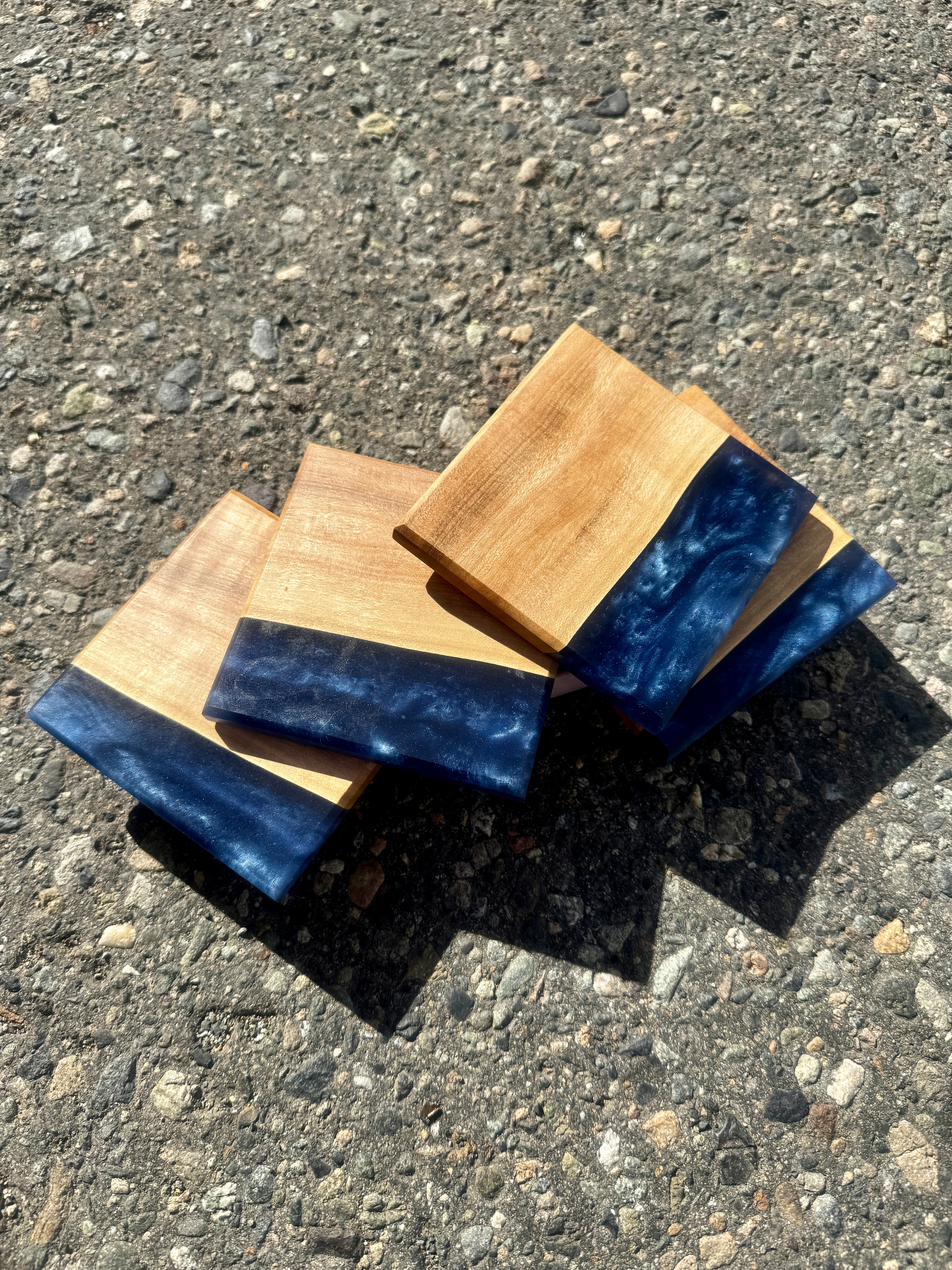 English Walnut & Midnight Coaster Set