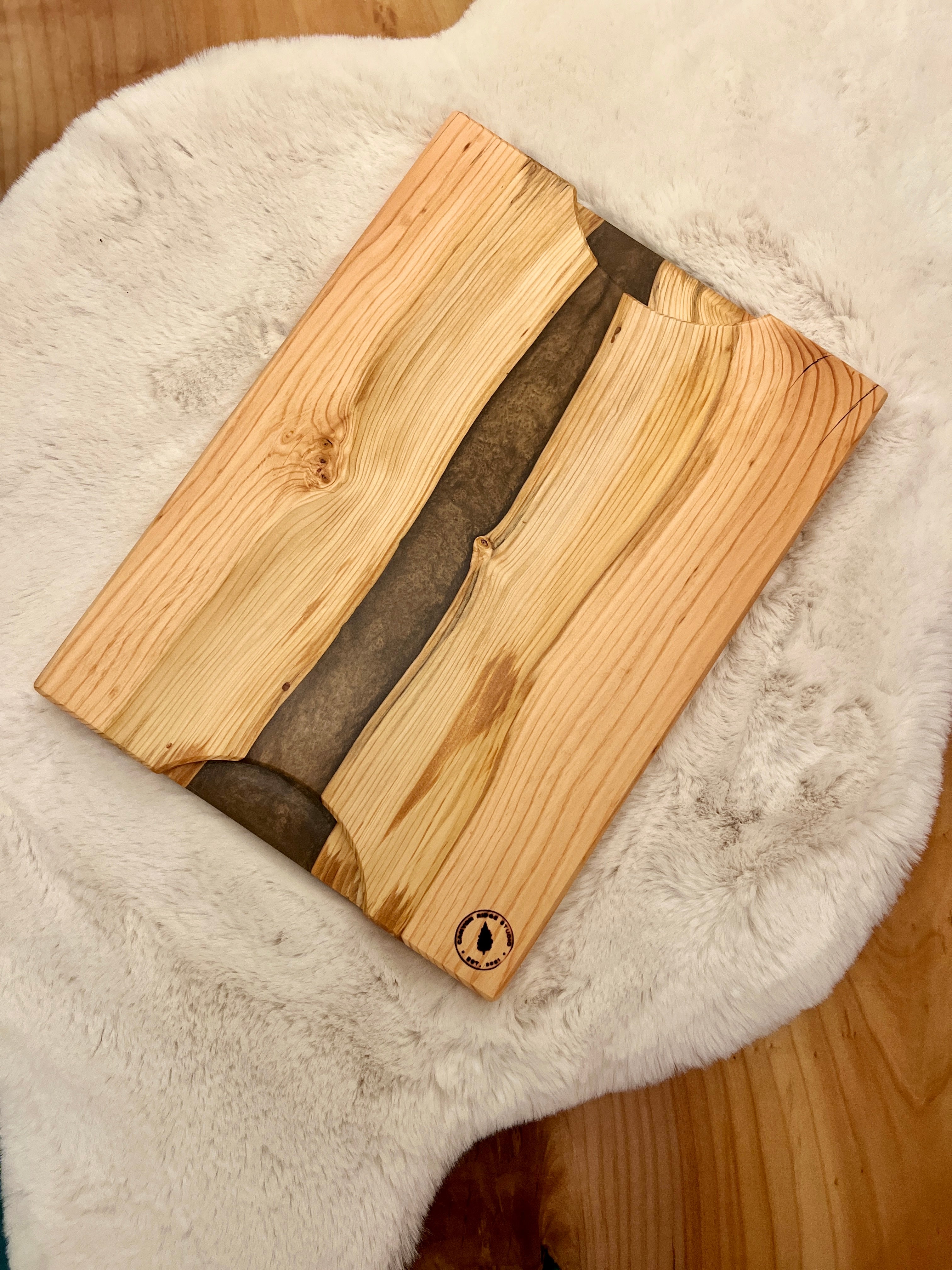 Douglas Fir & Metallic Gold Resin Charcuterie Board