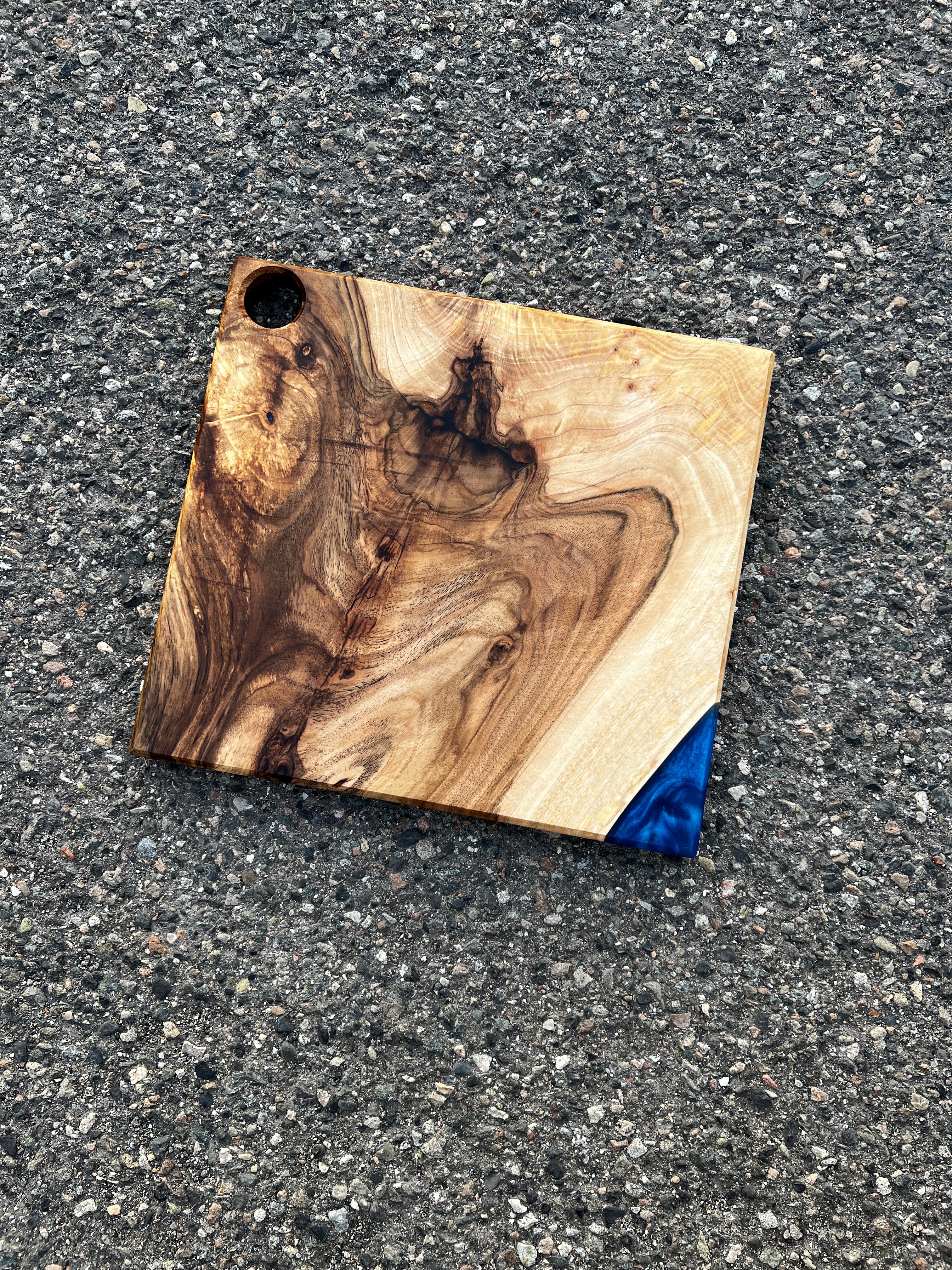 Live Edge English Walnut & Blue Charcuterie Board