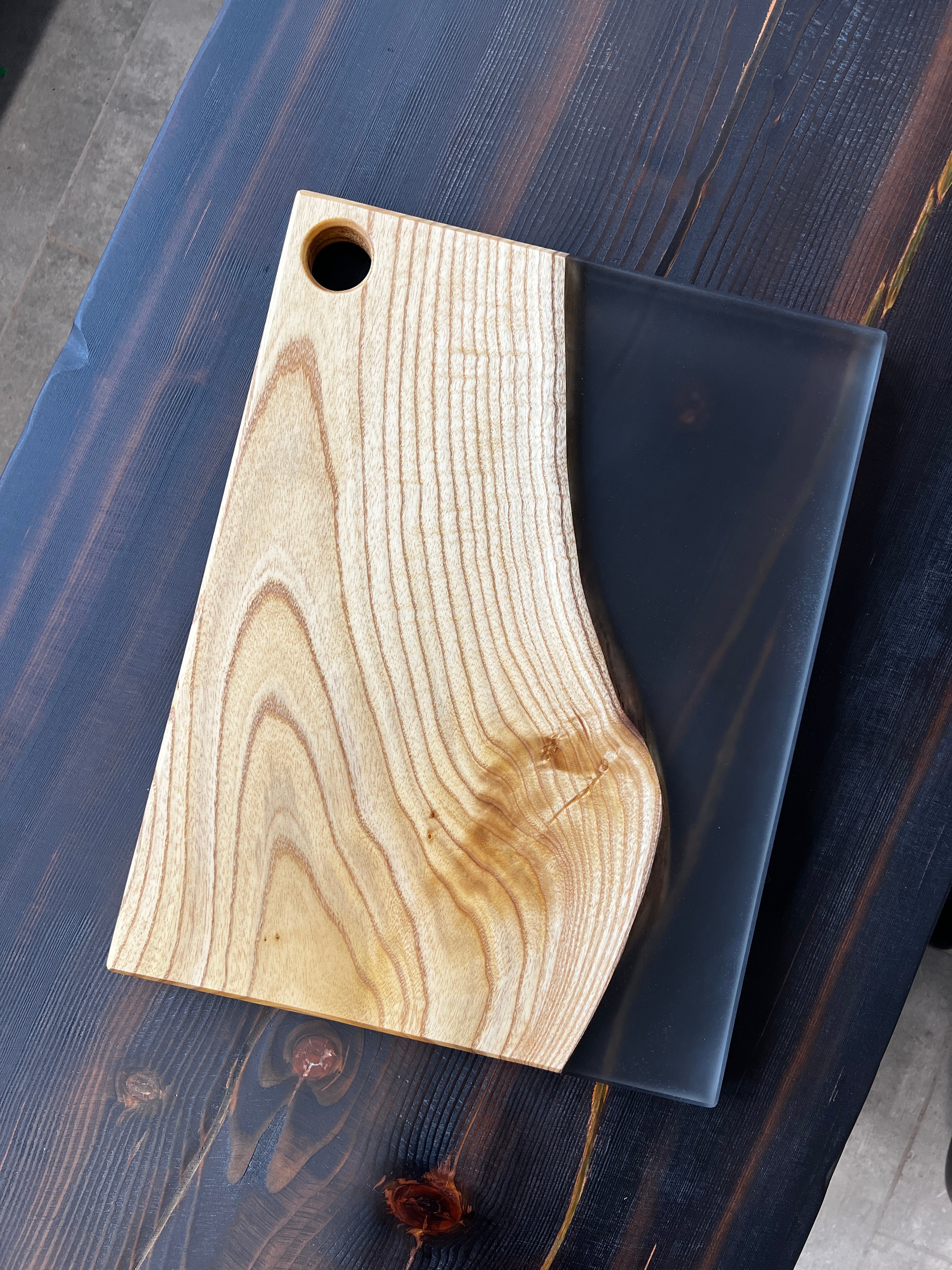Catalpa & Smoke Gray Resin Charcuterie Board