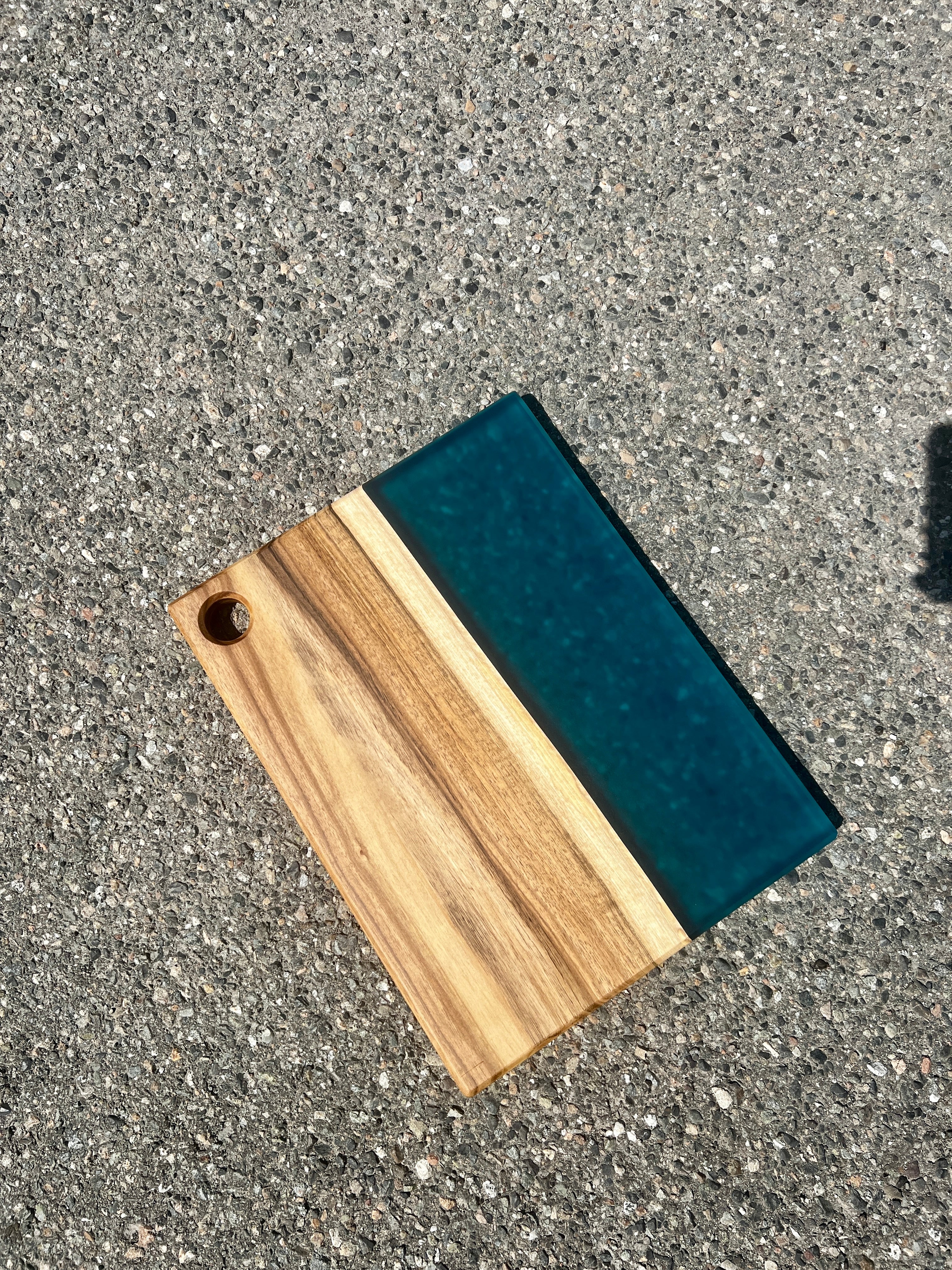 English Walnut & Transparent Teal Charcuterie Board