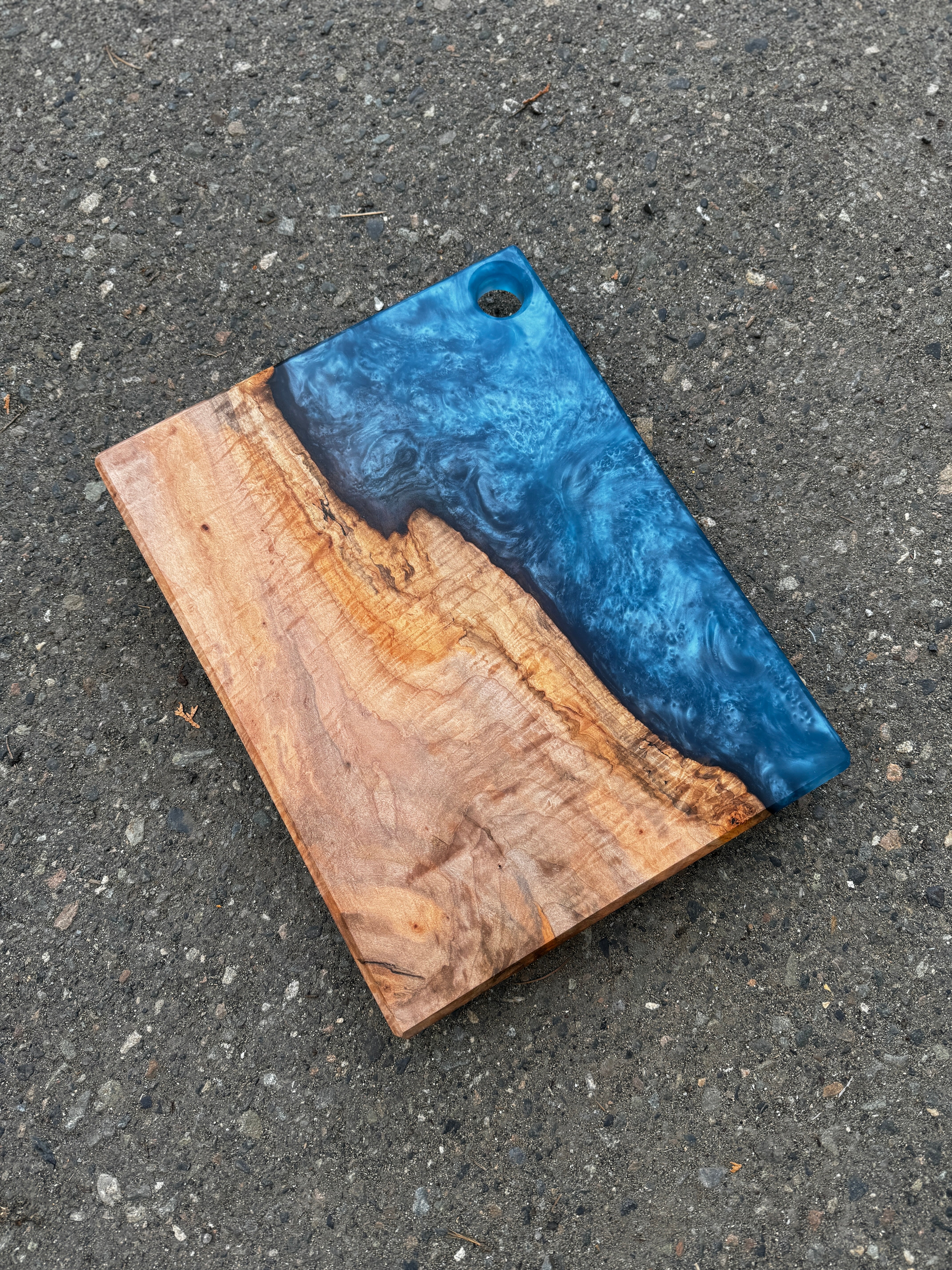 Silver Maple & Steel Blue Resin Charcuterie Board