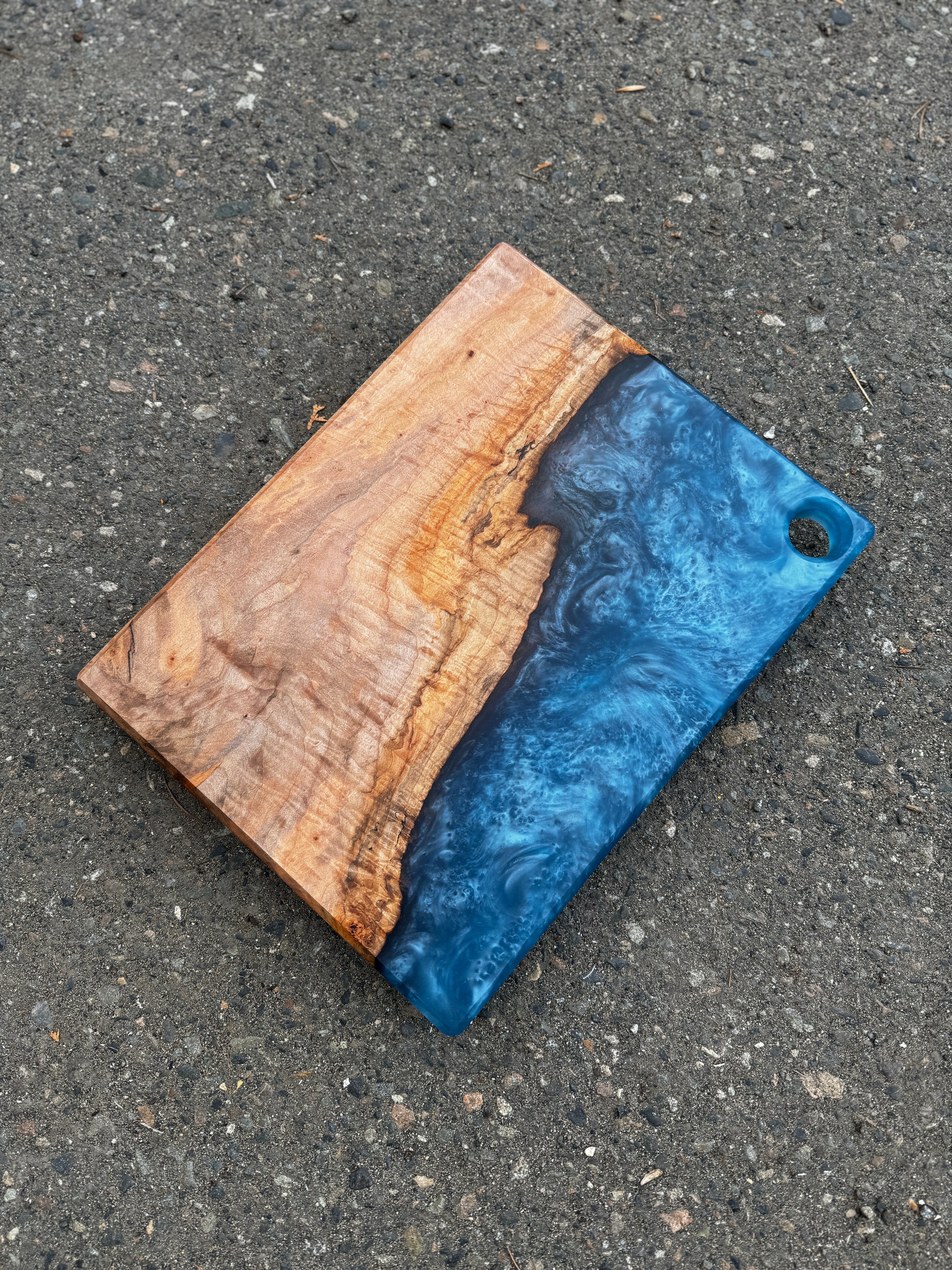 Silver Maple & Steel Blue Resin Charcuterie Board