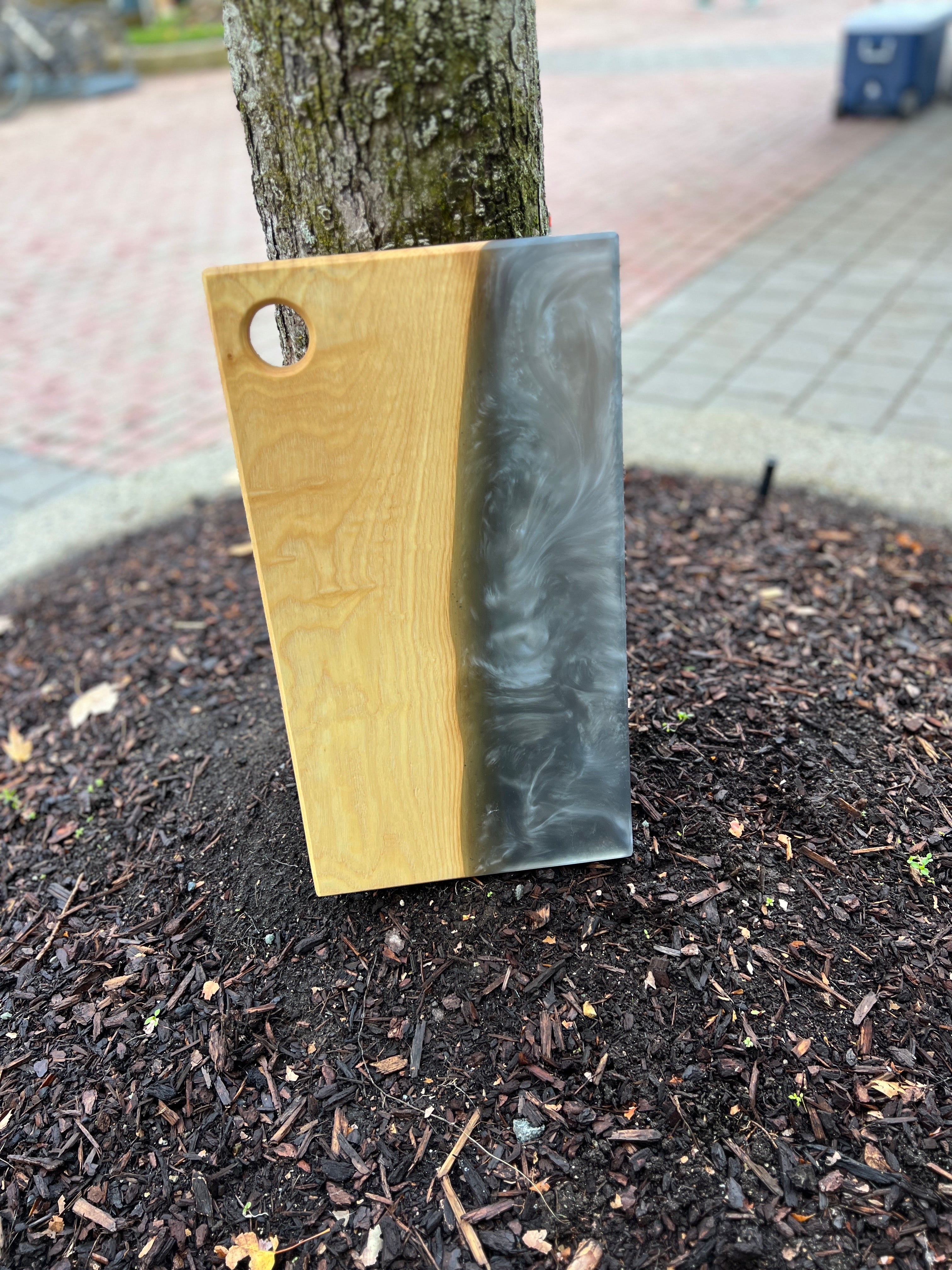 Hard Maple & Metallic Silver Resin Charcuterie Board