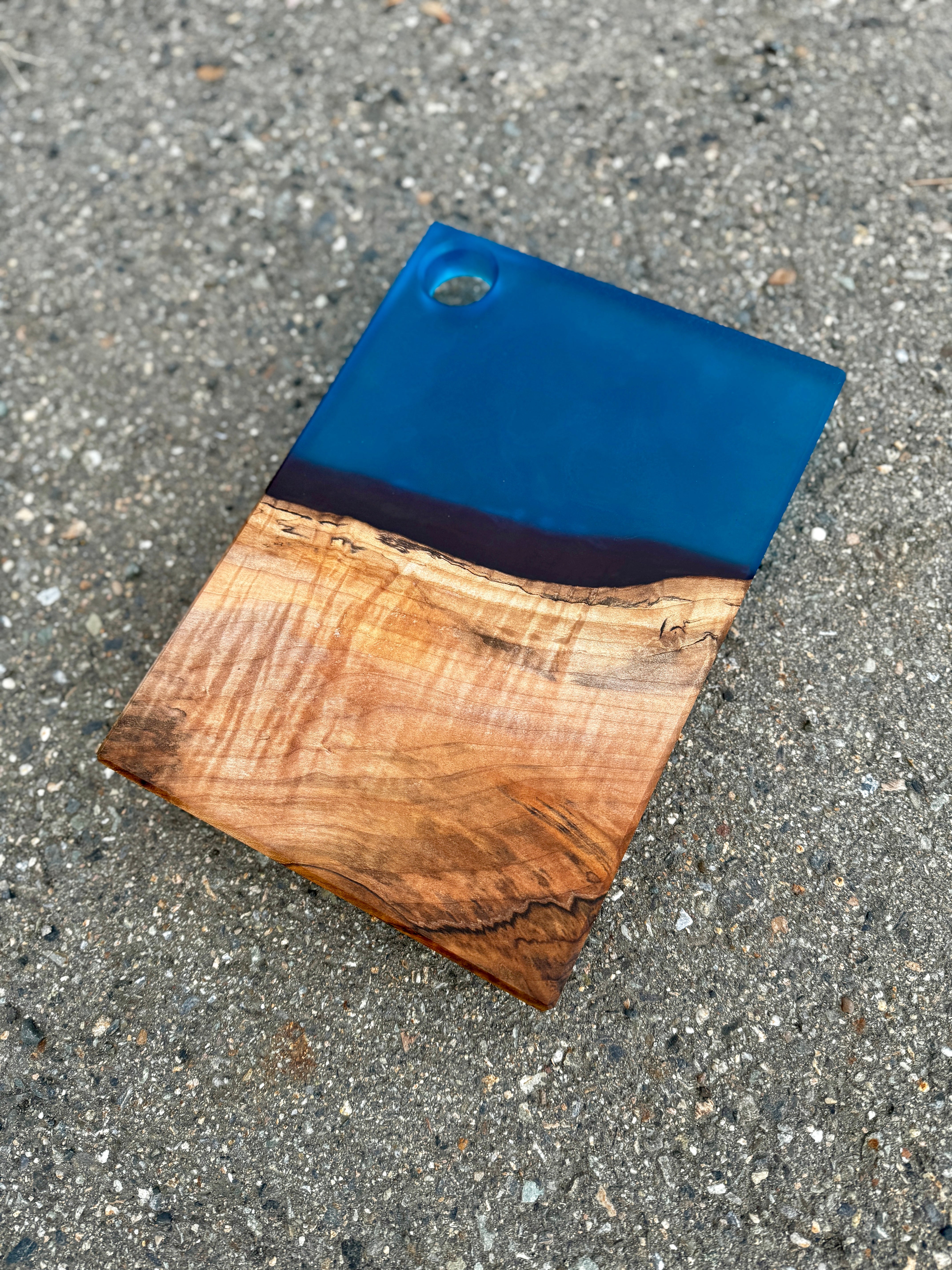 Silver Maple & Transparent Blue Resin Charcuterie Board