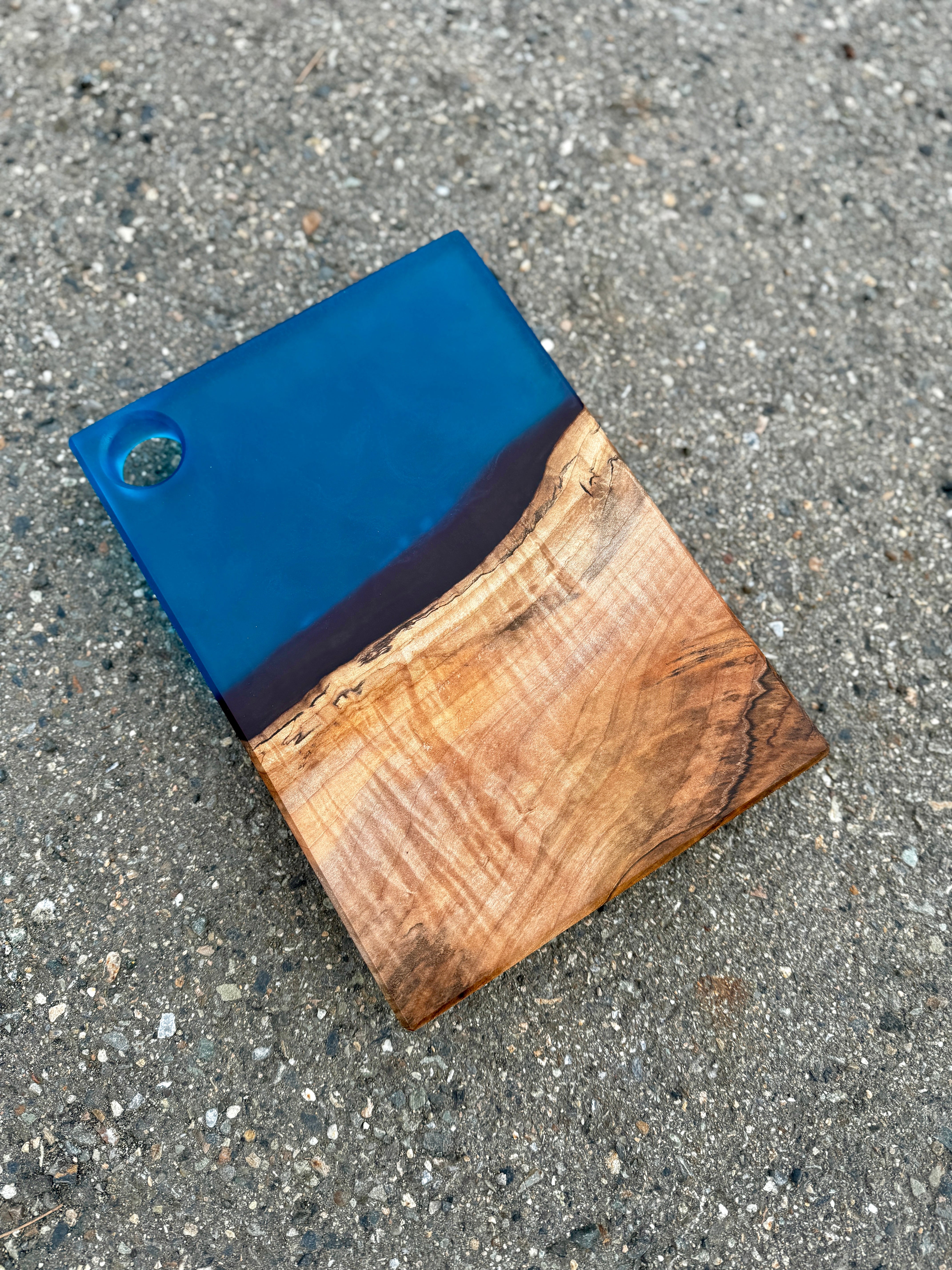 Silver Maple & Transparent Blue Resin Charcuterie Board