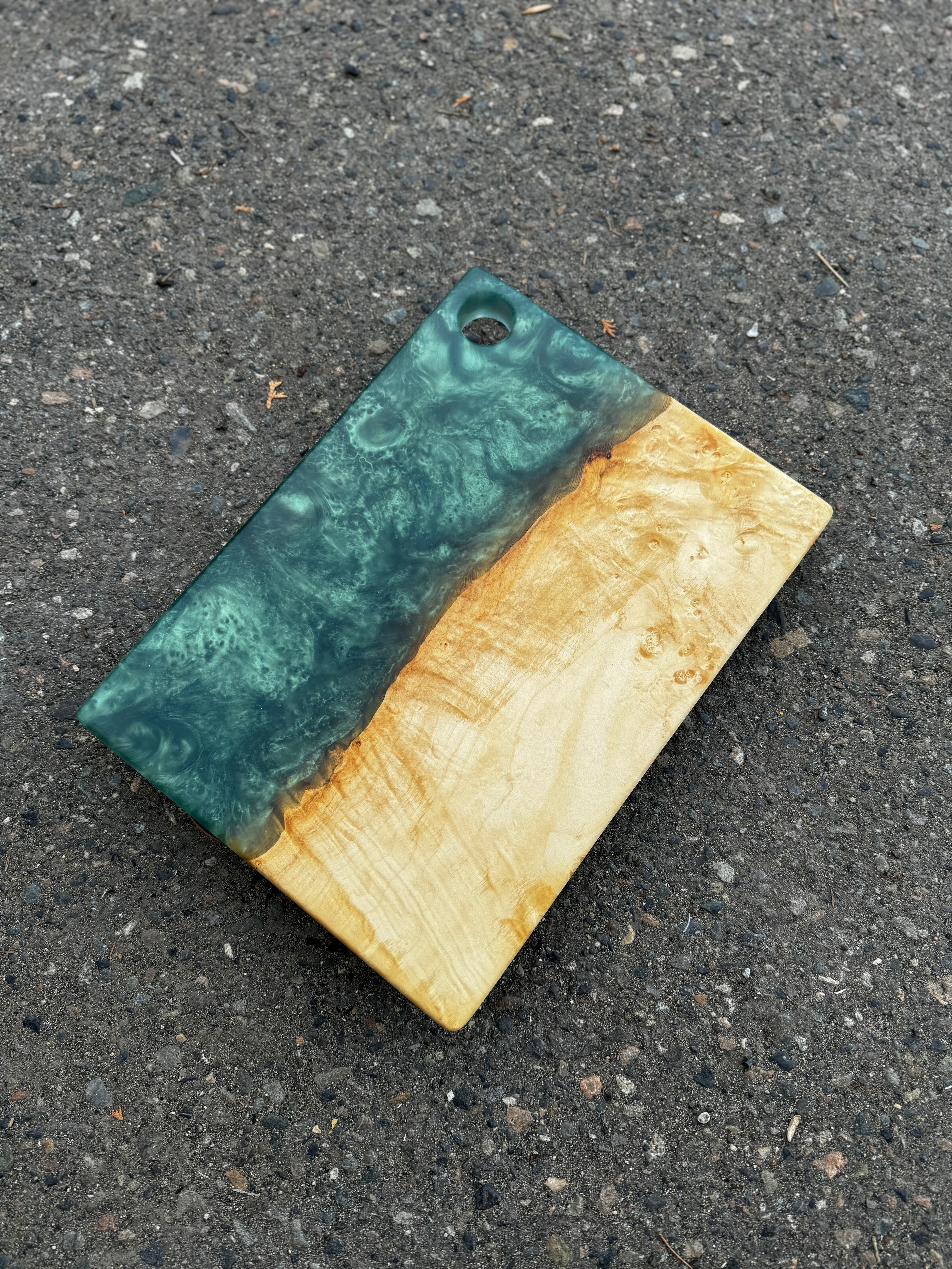 Figured Maple & Rainforest Green Resin Charcuterie Board