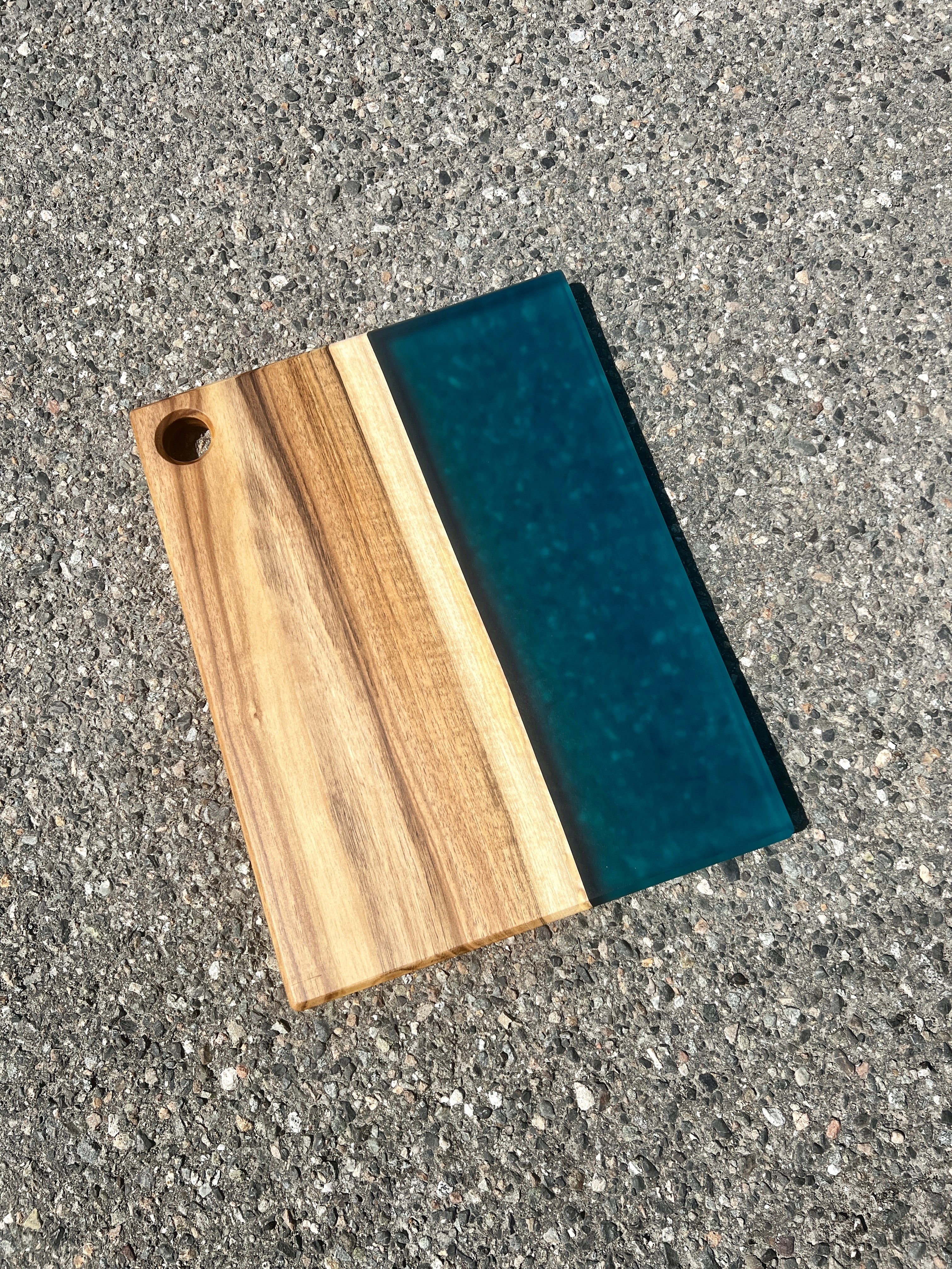 English Walnut & Transparent Teal Charcuterie Board