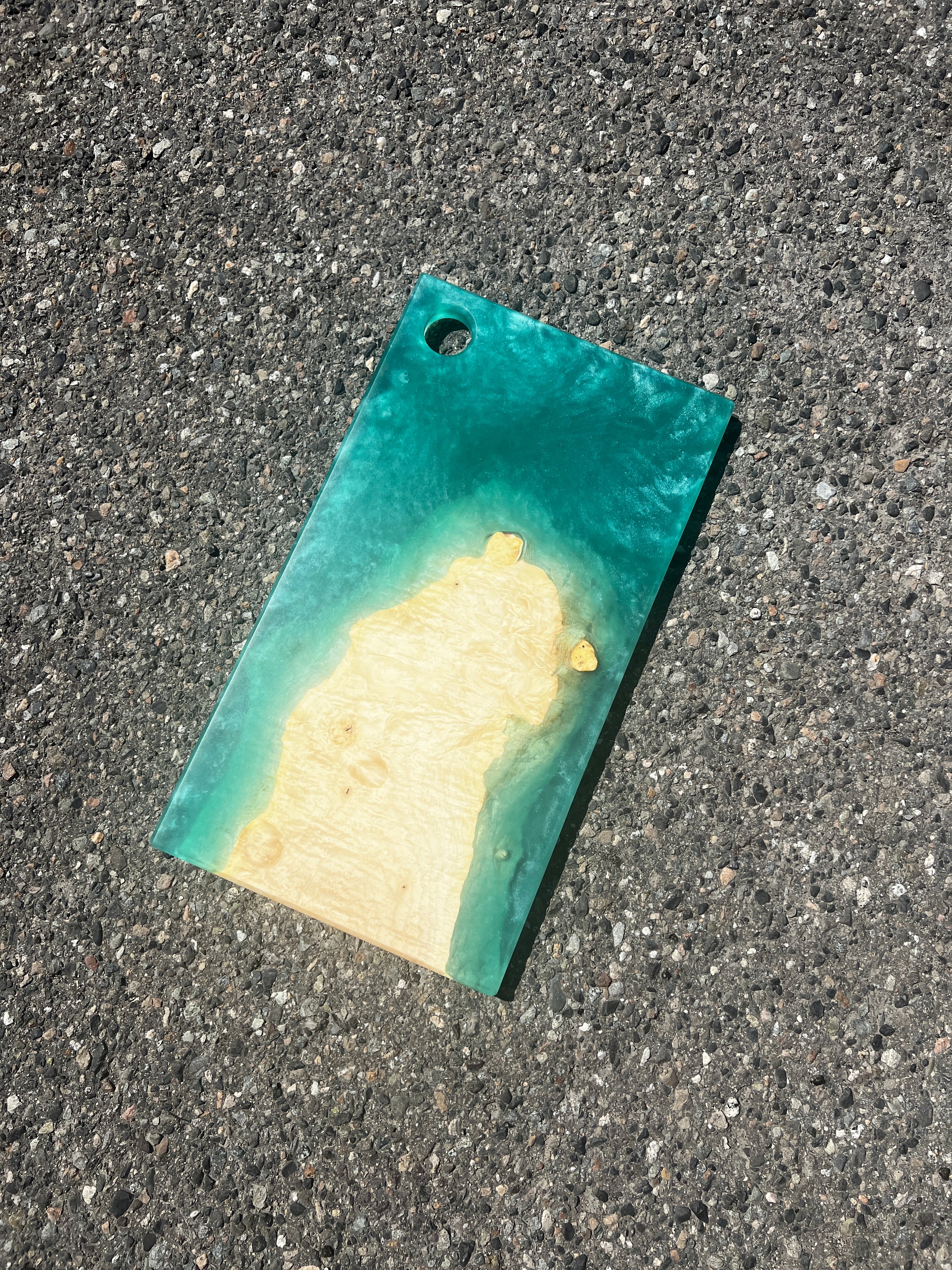 Figured Maple & Teal Metallic Resin Charcuterie Board