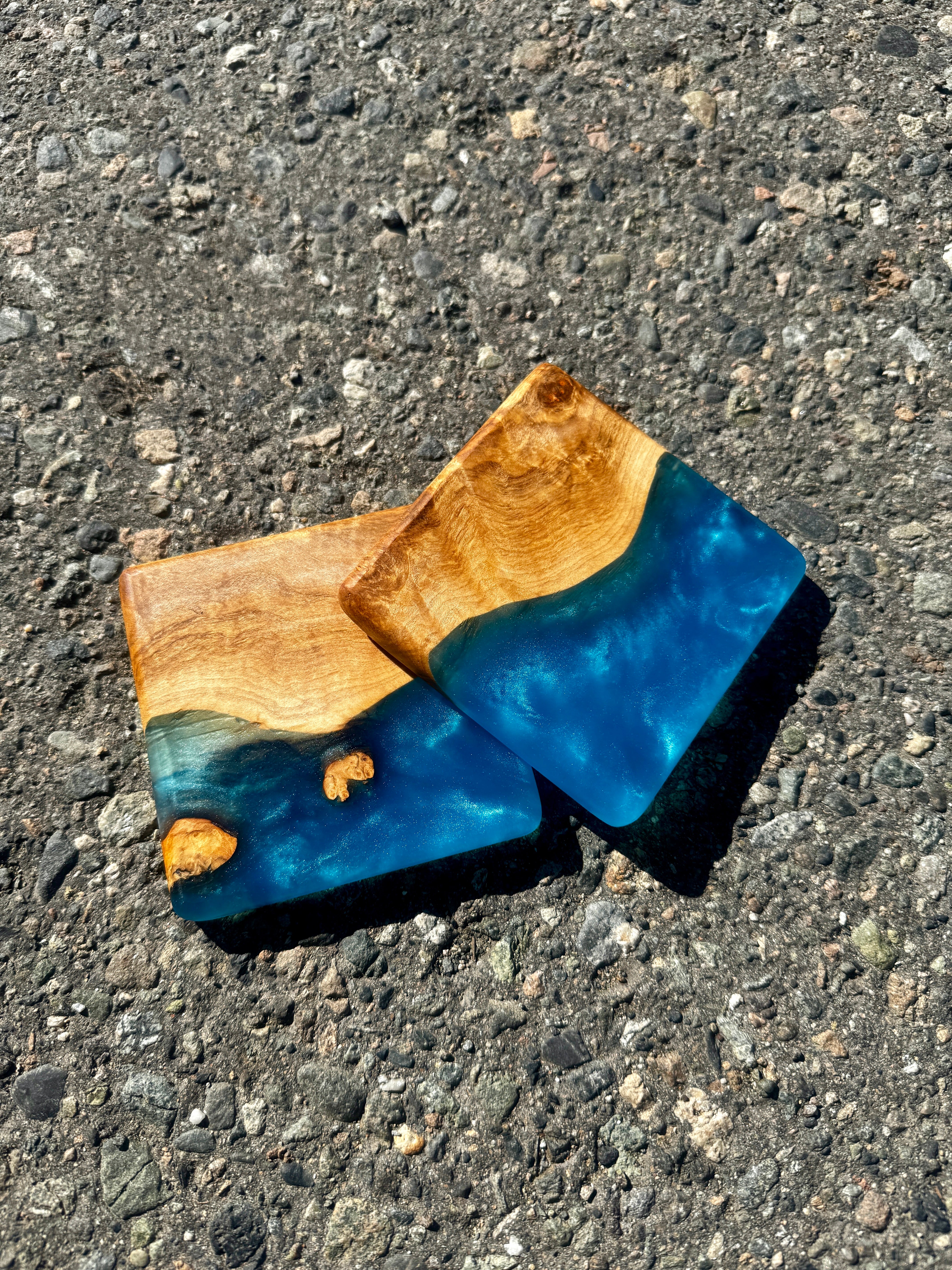 Maple & Caribbean Blue Coaster Set