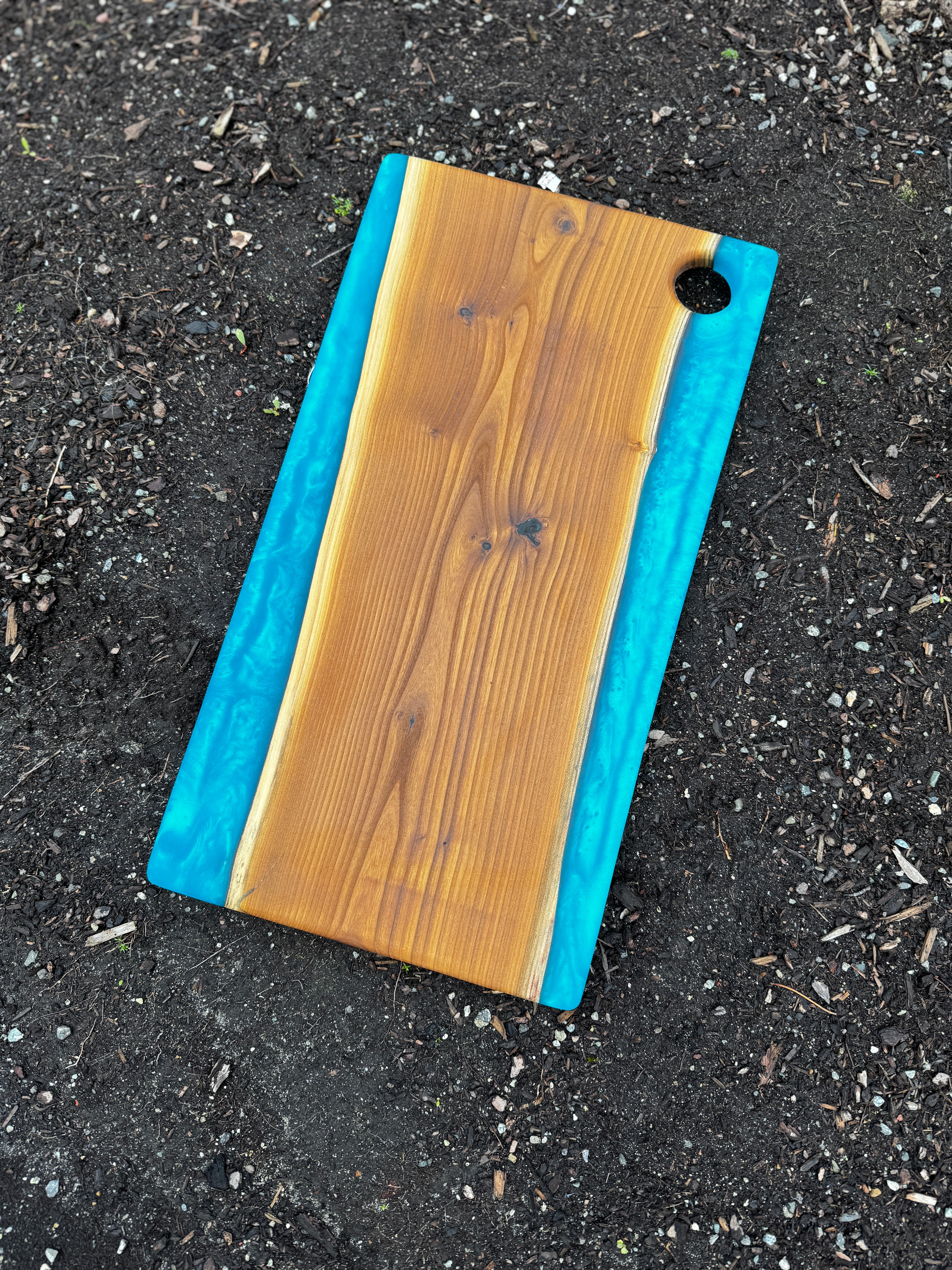 Russian Olive & Atlantis Blue Resin Charcuterie Board
