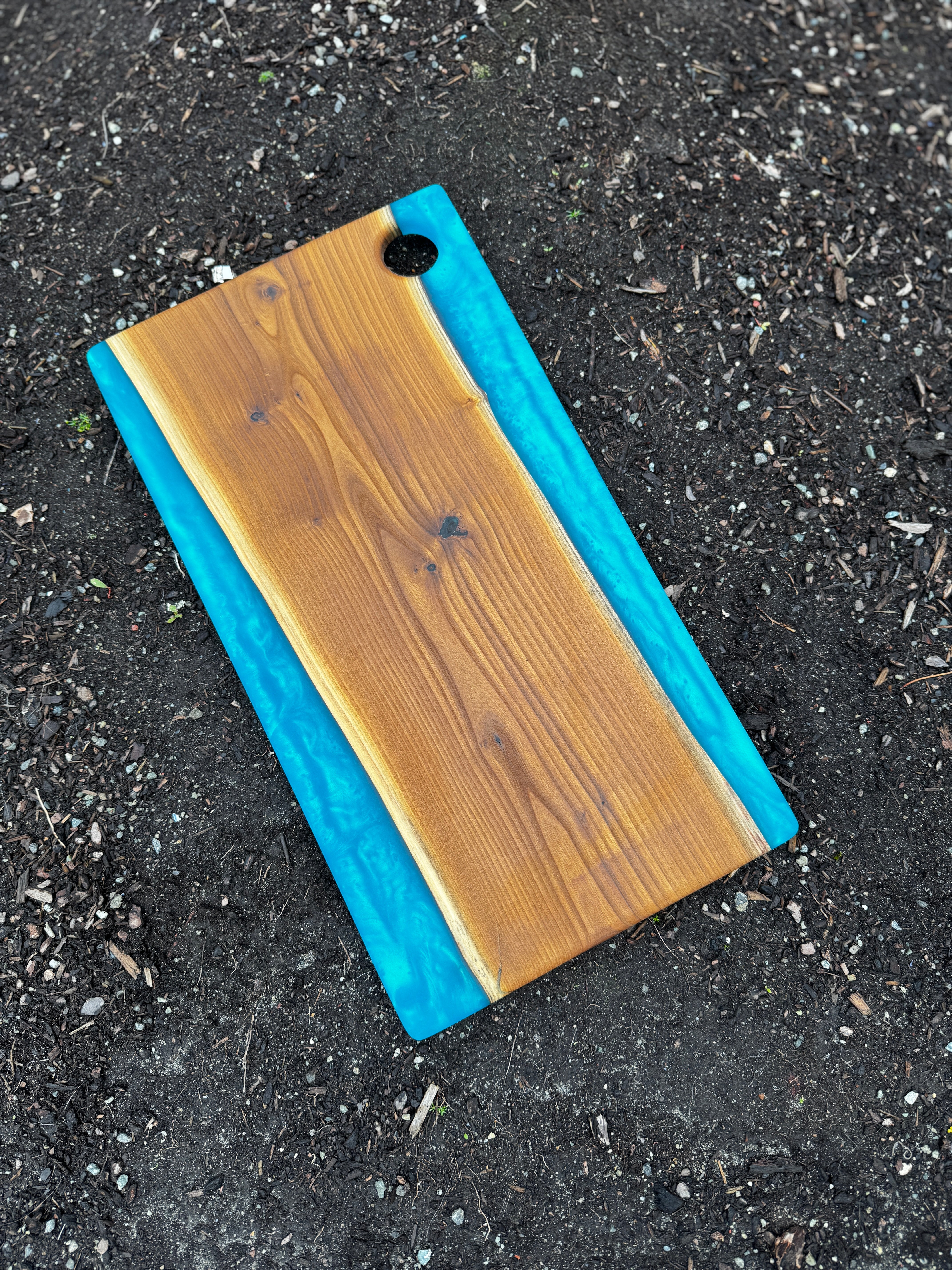 Russian Olive & Atlantis Blue Resin Charcuterie Board
