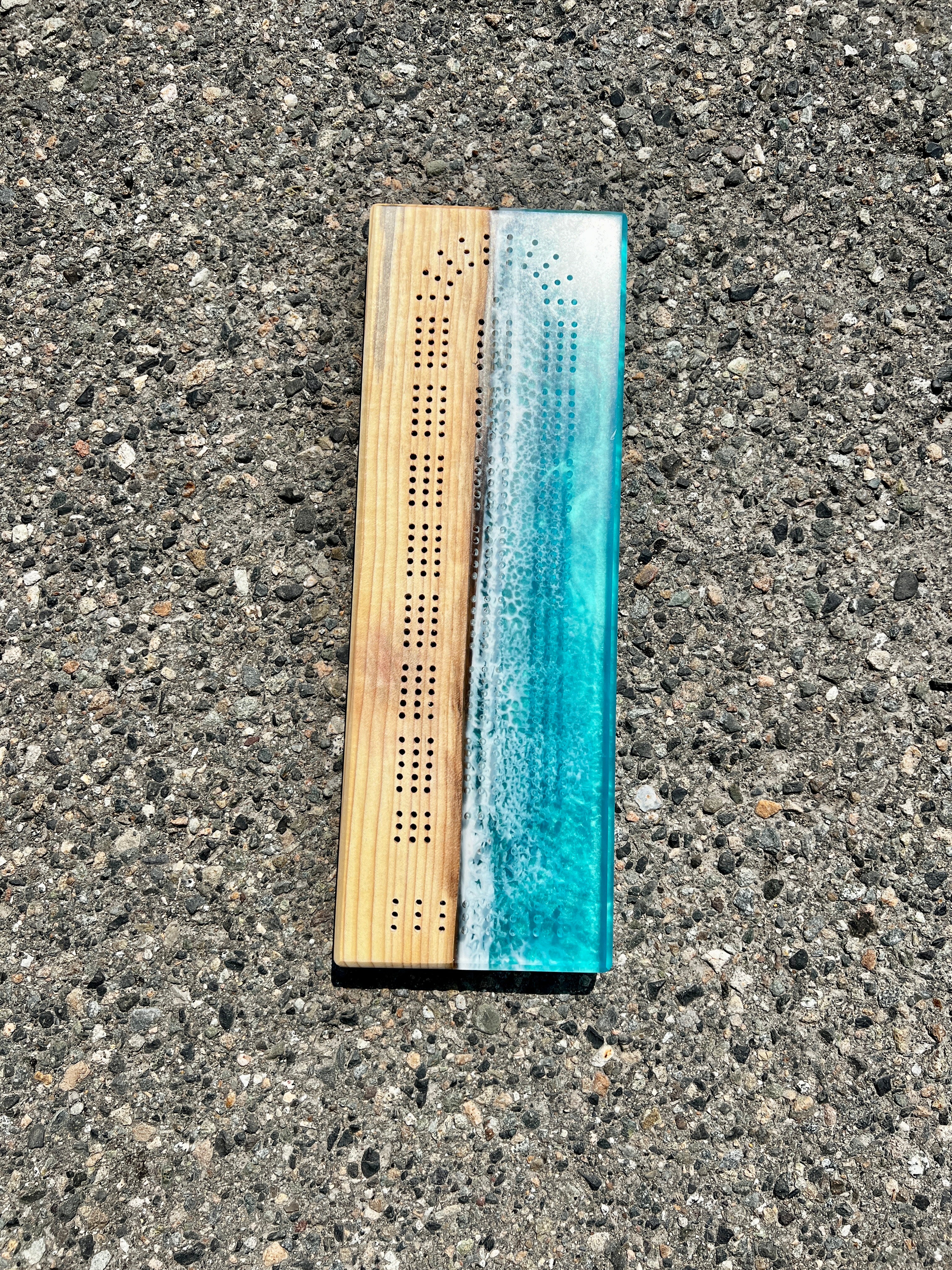 Turquoise Wave Cribbage Board