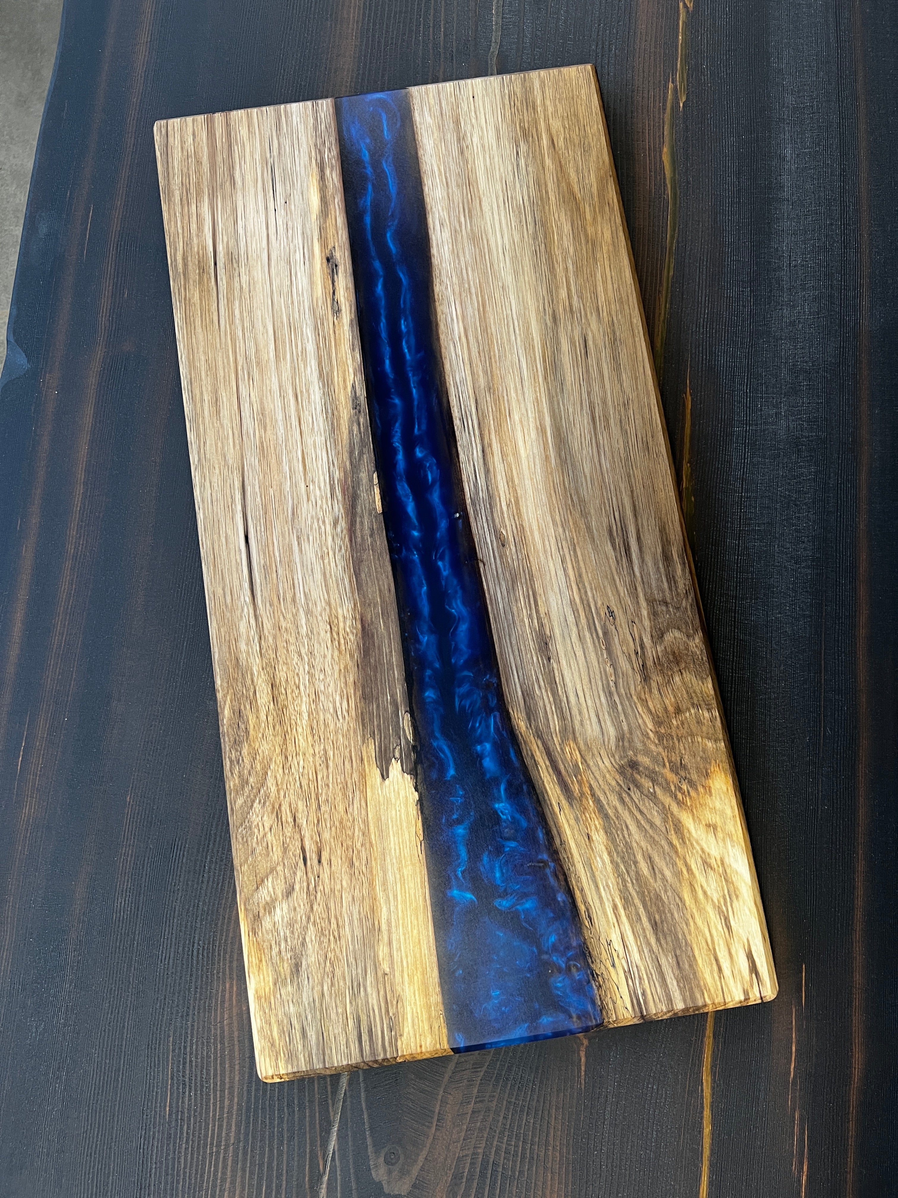 Silver Maple & Dragon Blue Resin Charcuterie Board