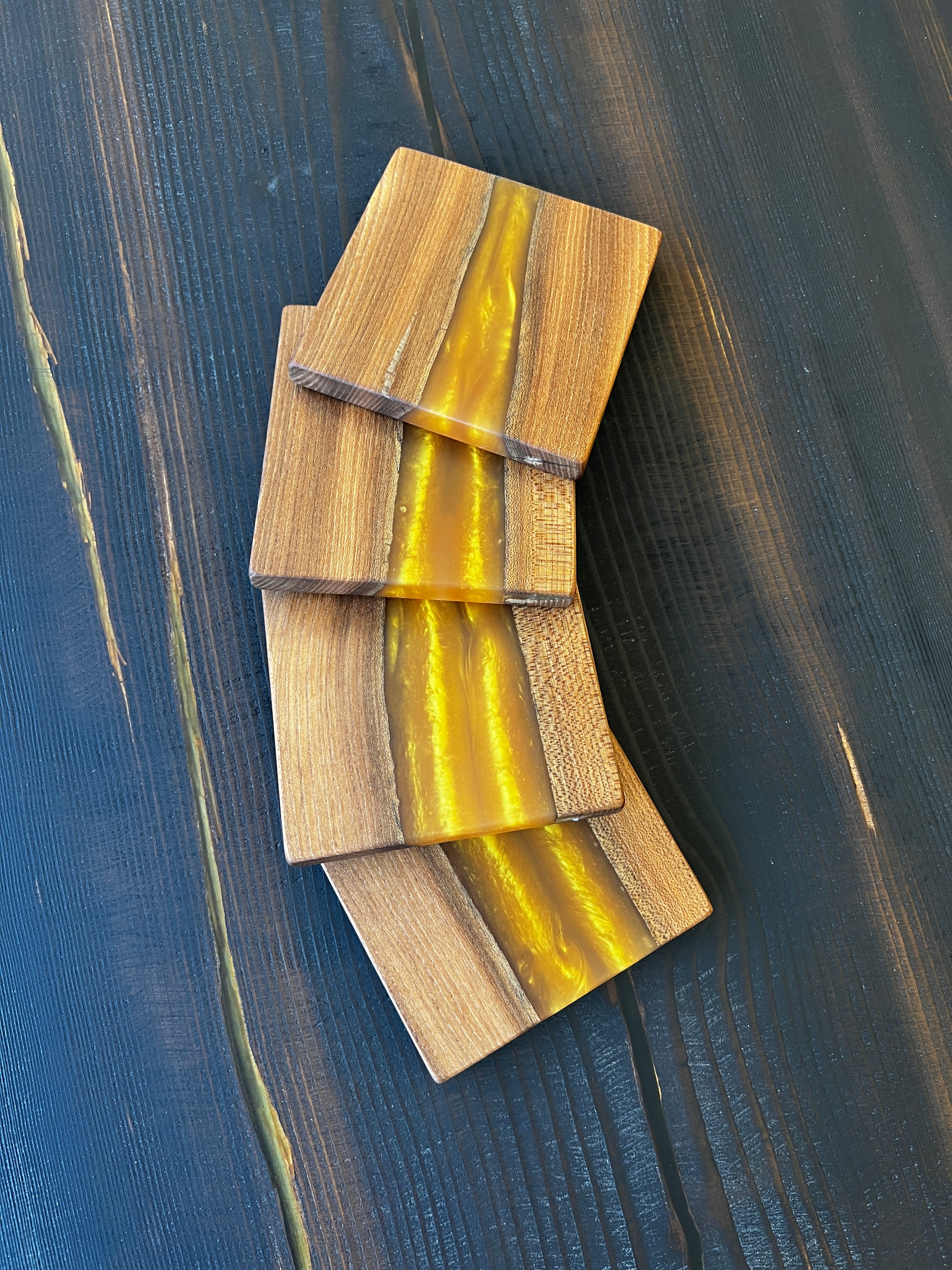 Siberian Elm & Metallic Gold Coaster Set
