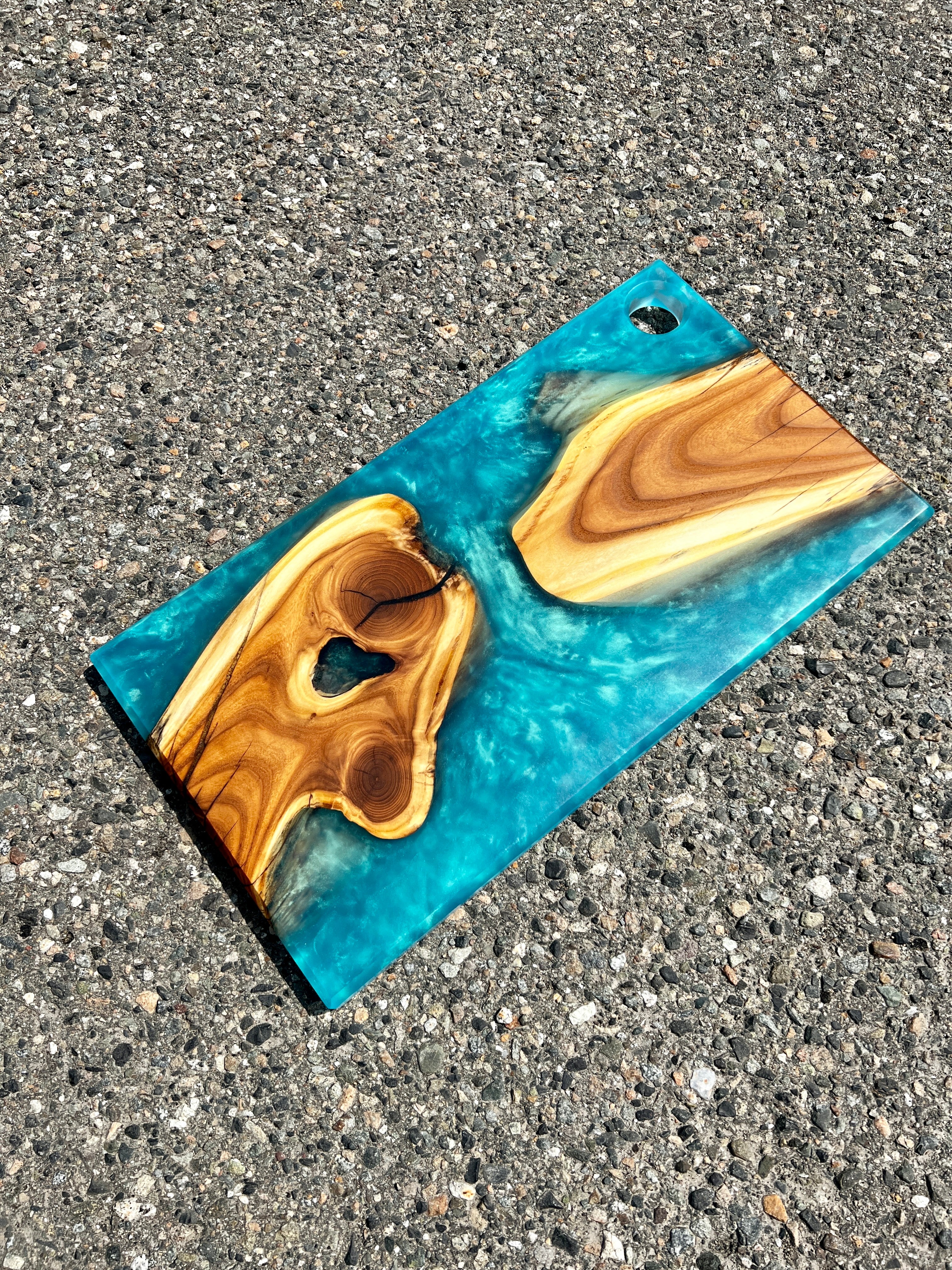 Russian Olive & Tropical Turquoise Resin Charcuterie Board
