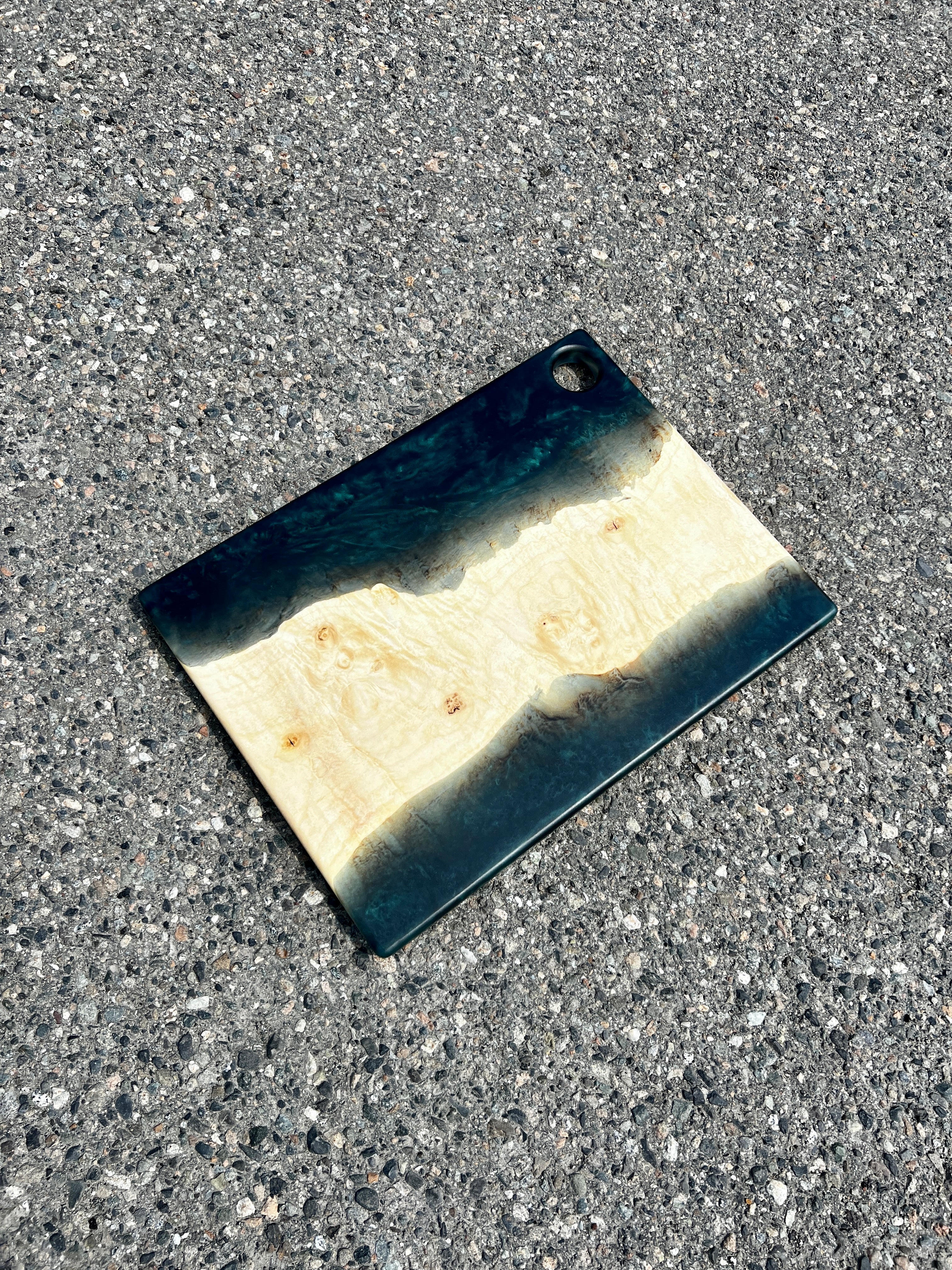 Figured Maple & Deep Green Resin Charcuterie Board