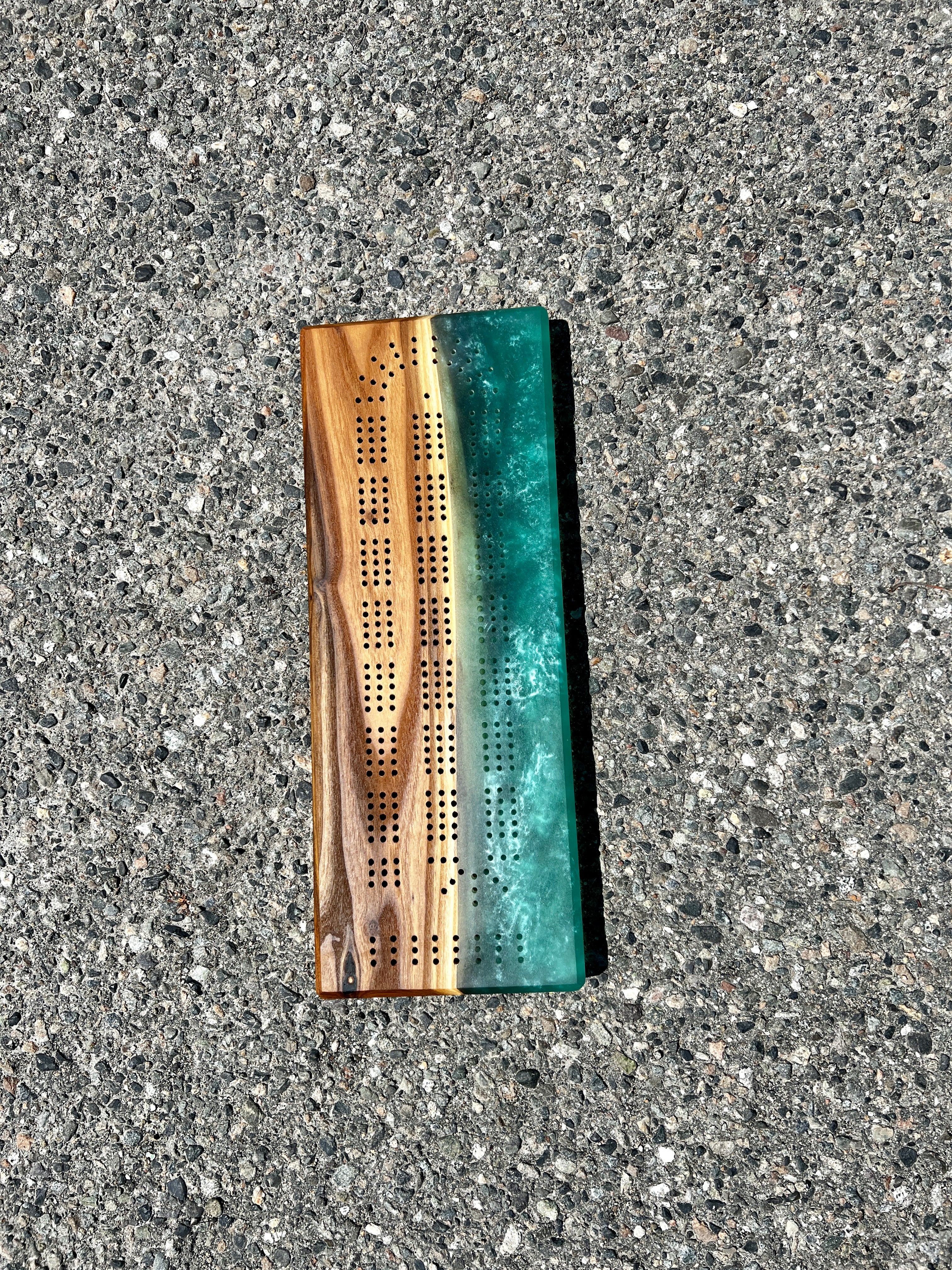 Russian Olive & Tropical Teal Cribbage Board