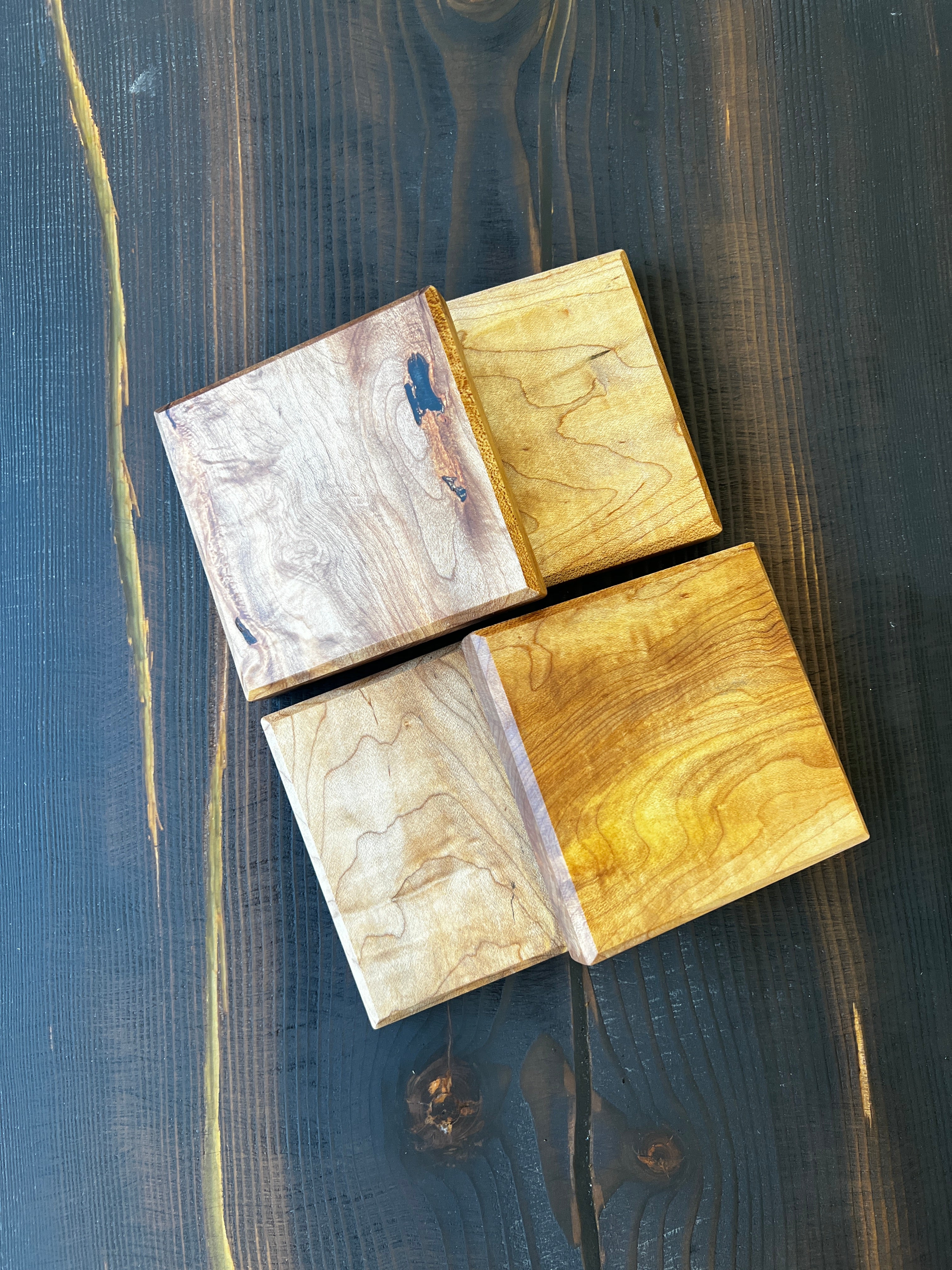 Solid Figured Maple Coaster Set