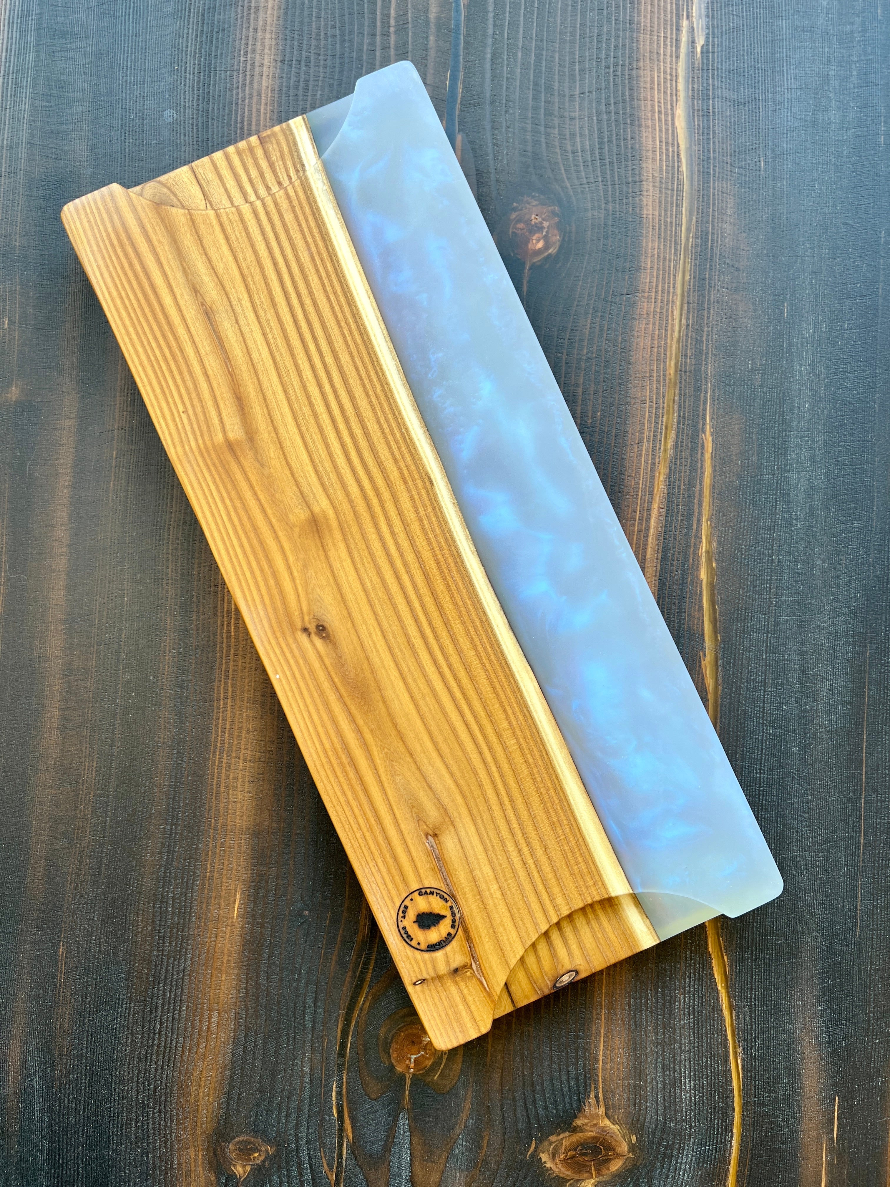 Russian Olive & Ghost Blue Resin Charcuterie Board