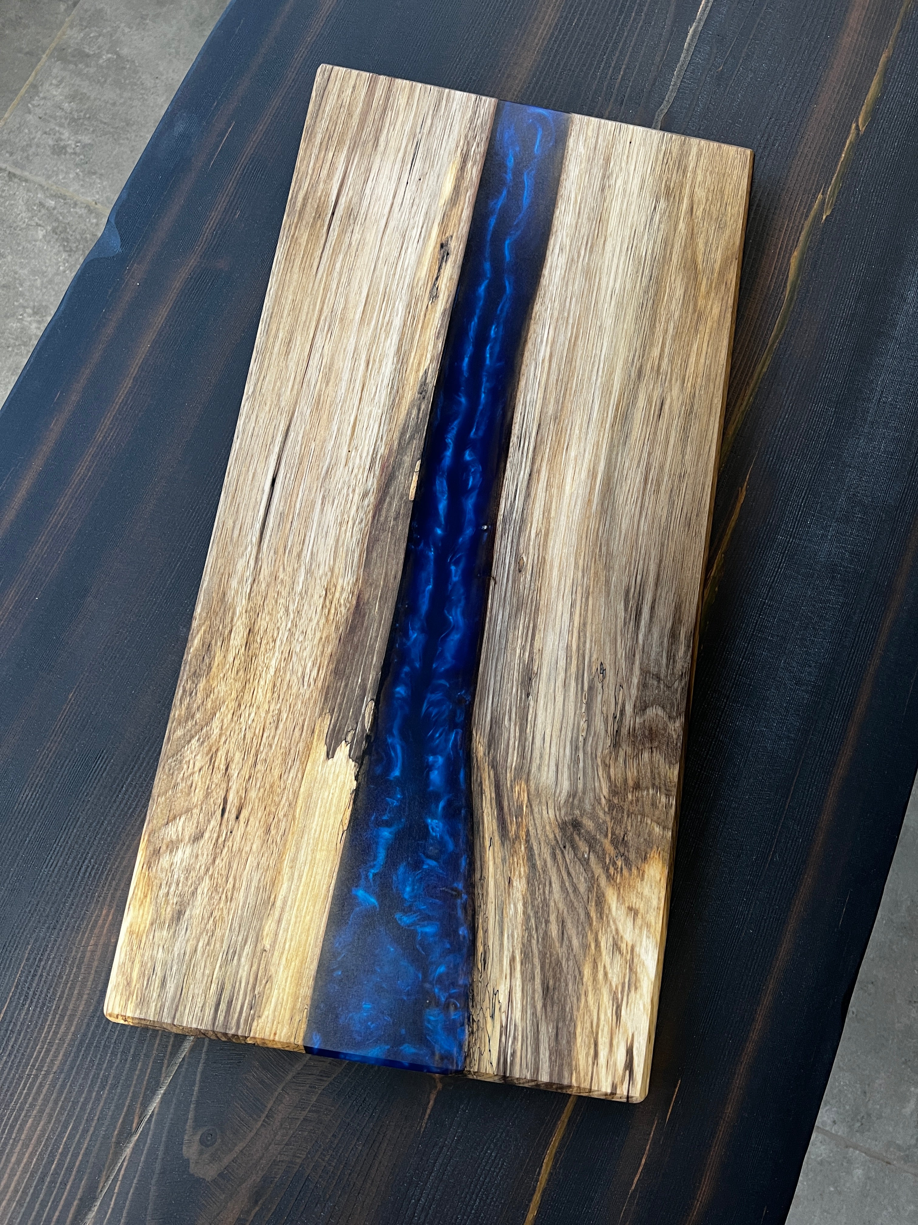 Silver Maple & Dragon Blue Resin Charcuterie Board