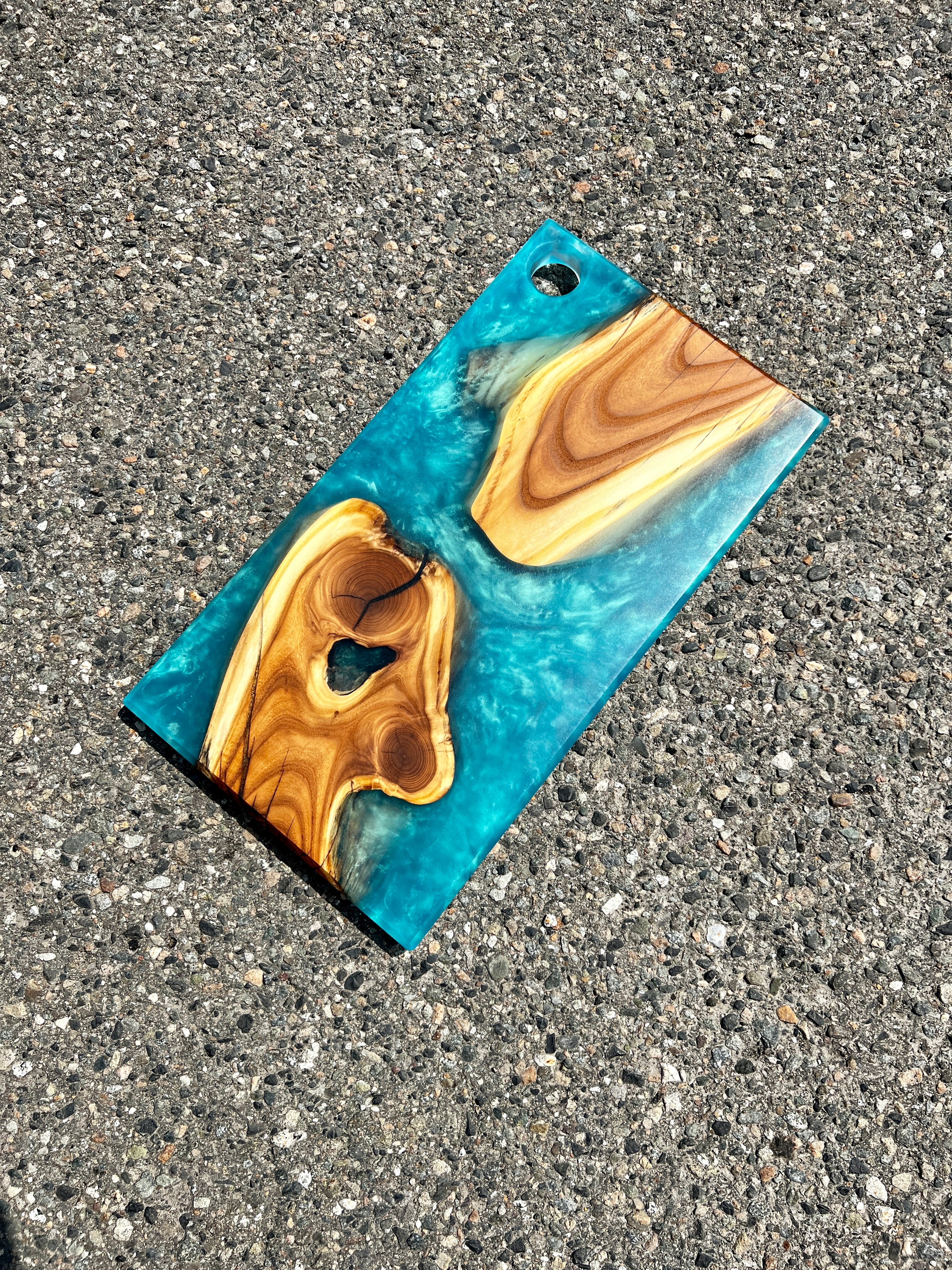 Russian Olive & Tropical Turquoise Resin Charcuterie Board