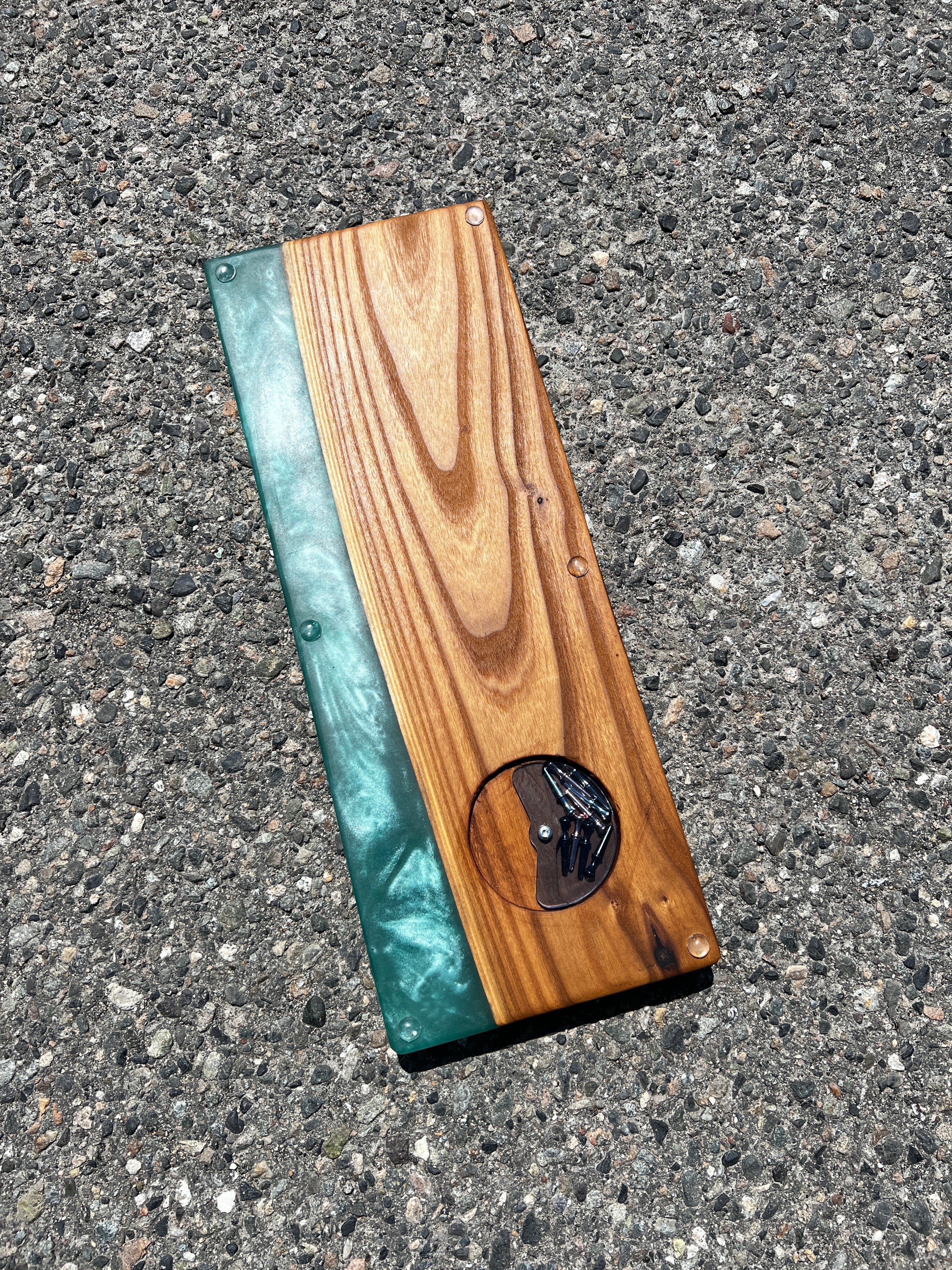 Russian Olive & Tropical Teal Cribbage Board