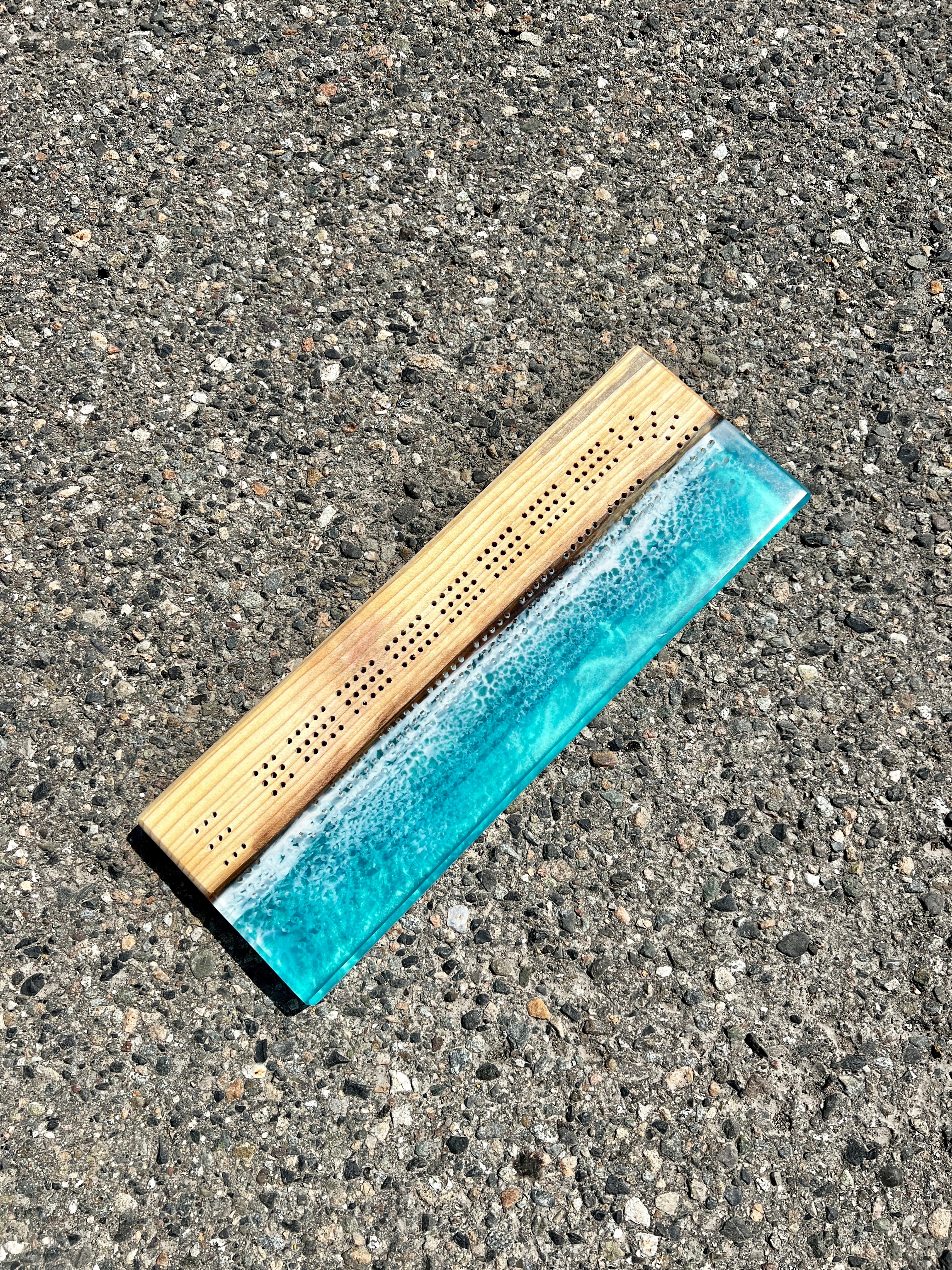 Turquoise Wave Cribbage Board