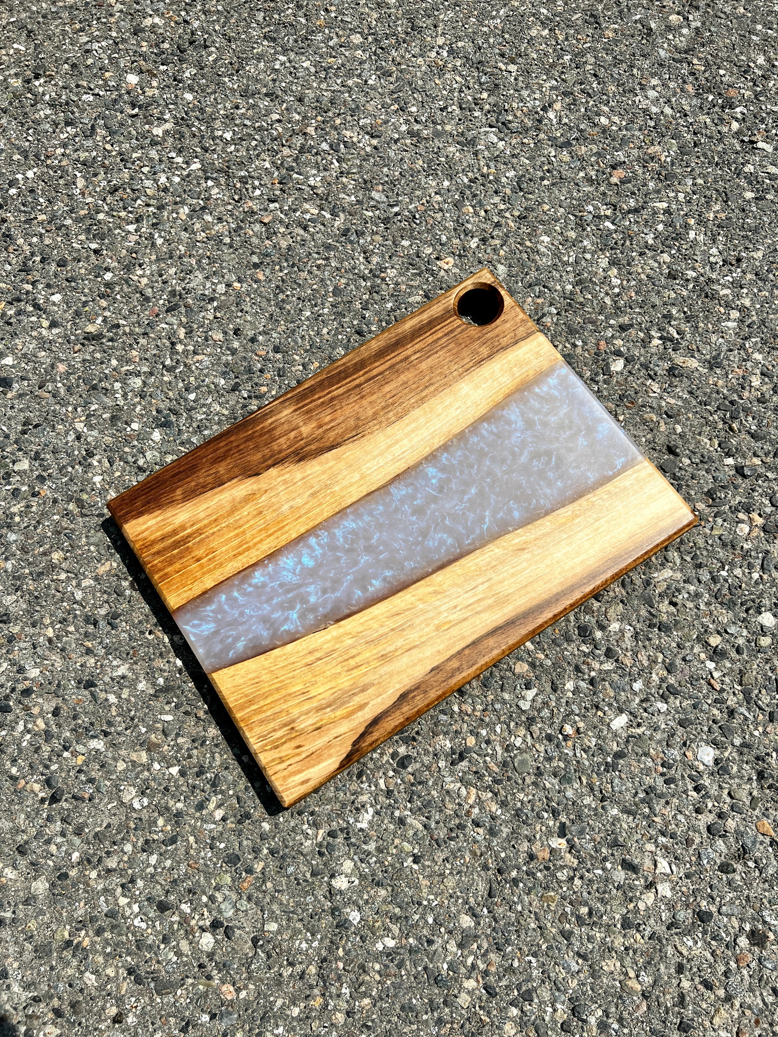 Live Edge English Walnut & Ghost Blue Charcuterie Board