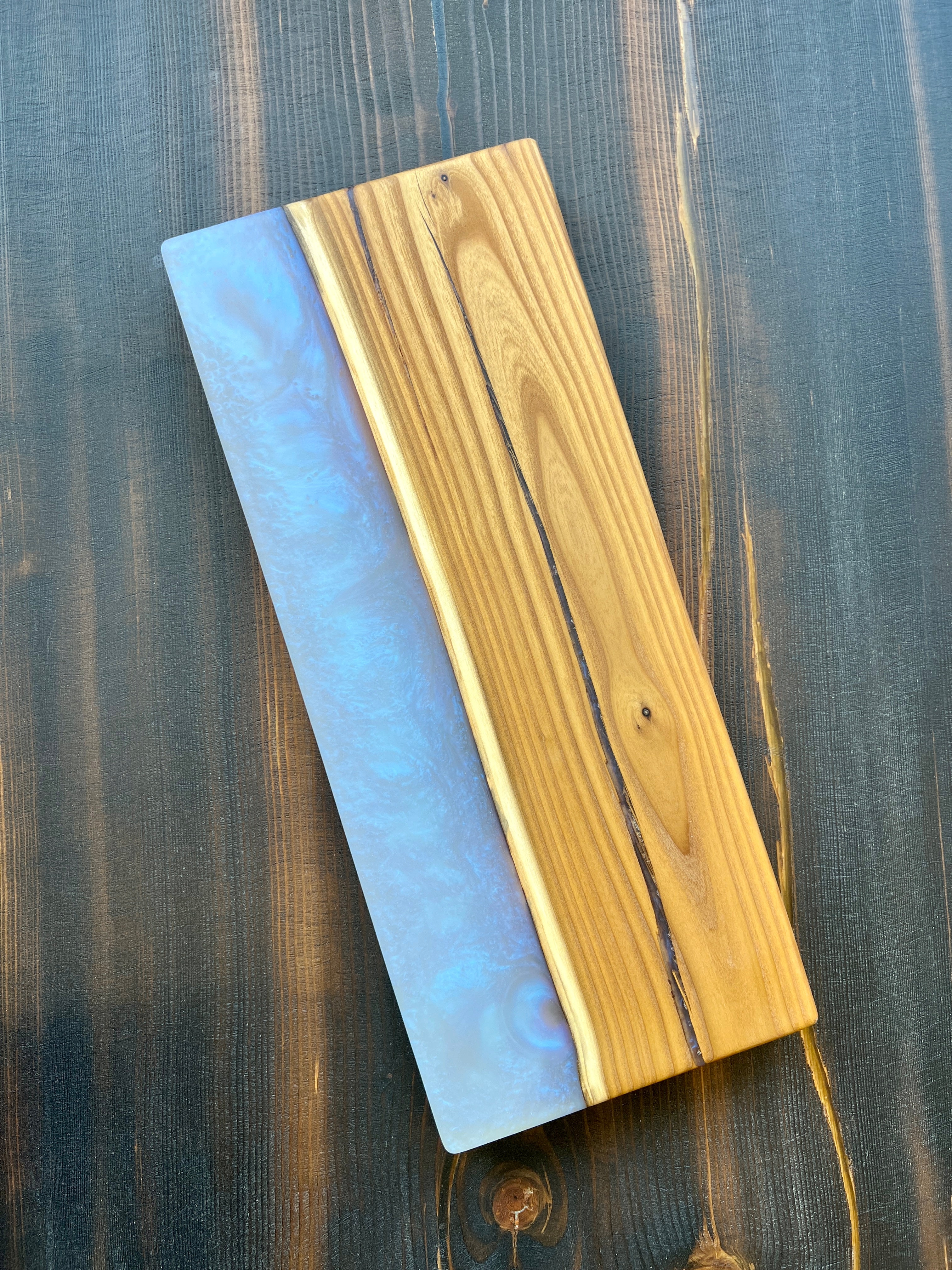 Russian Olive & Ghost Blue Resin Charcuterie Board